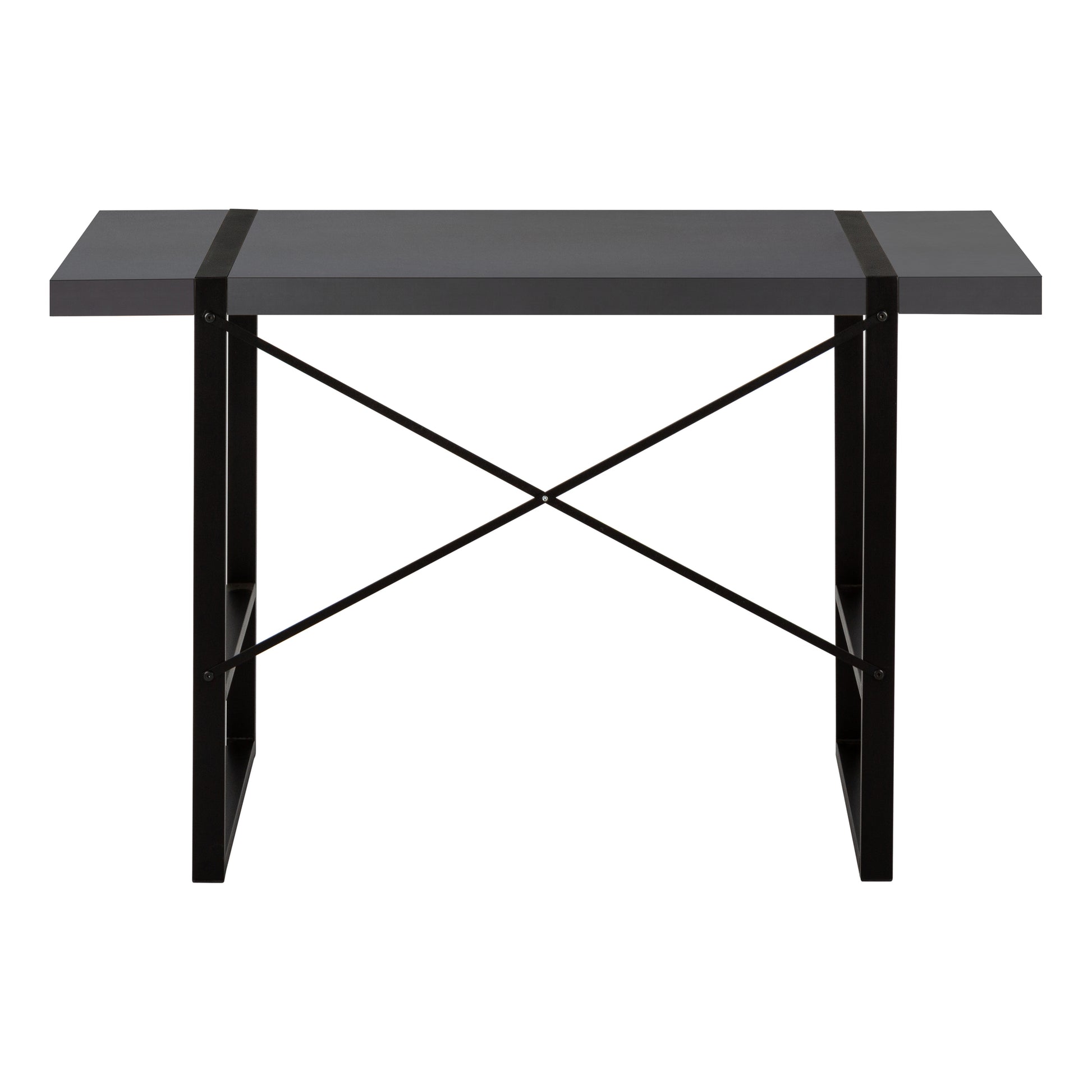 Computer Desk - 48"L / Dark Taupe / Black Metal-Computer Desk-DECOROLALA