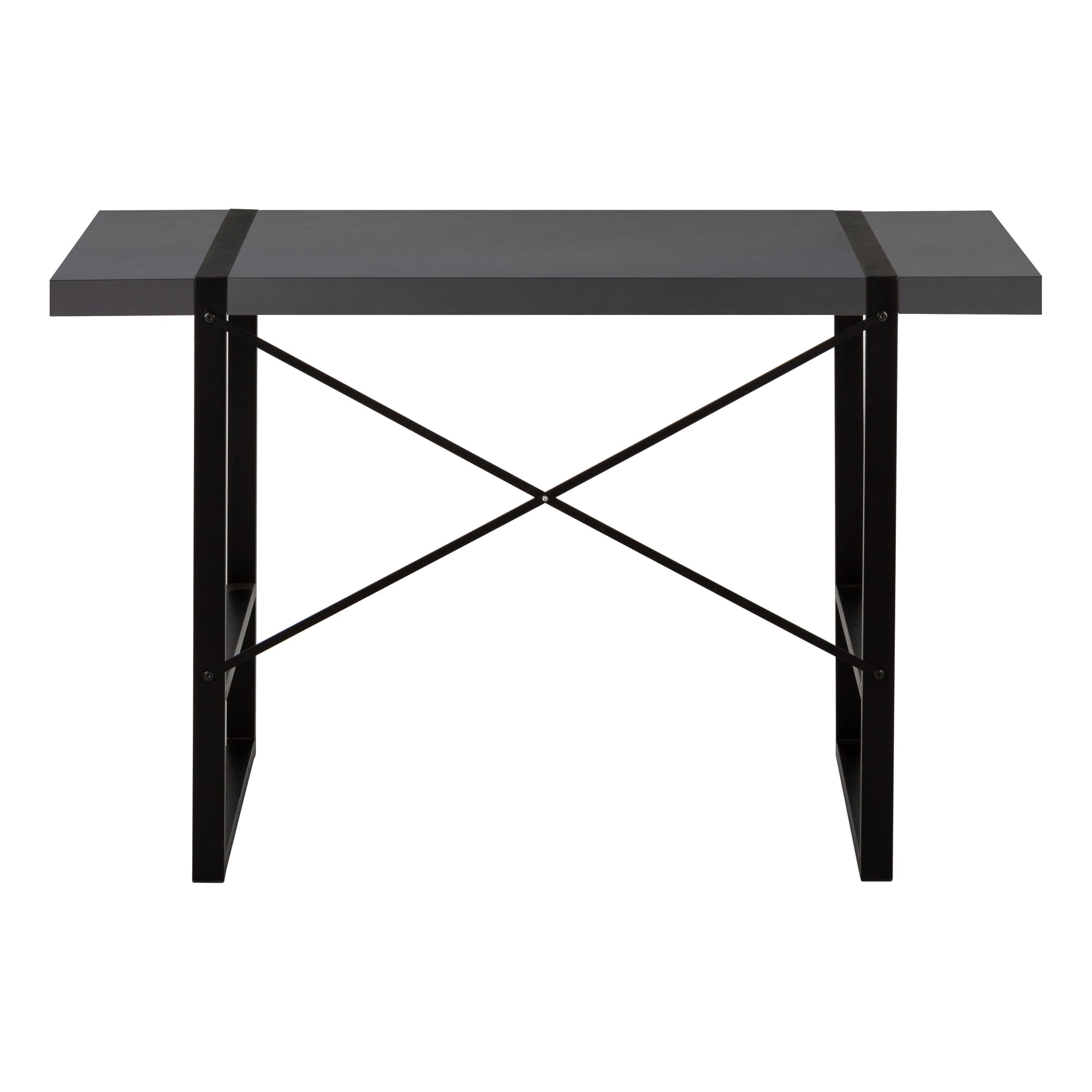 Computer Desk - 48"L / Dark Taupe / Black Metal-Computer Desk-DECOROLALA