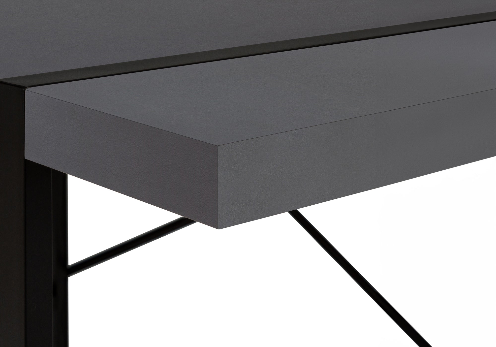 Computer Desk - 48"L / Dark Taupe / Black Metal-Computer Desk-DECOROLALA