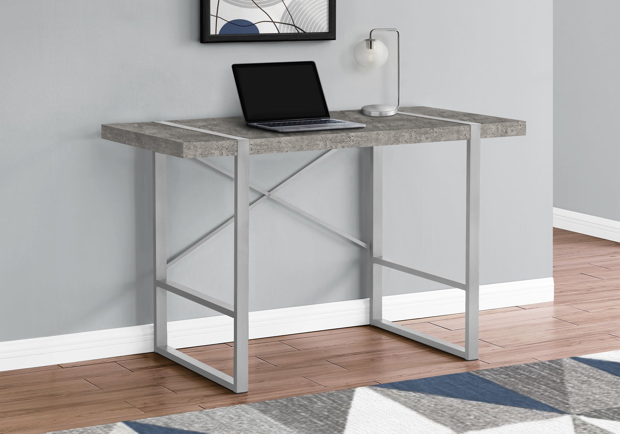 Computer Desk - 48"L / Dark Taupe / Black Metal-Computer Desk-DECOROLALA