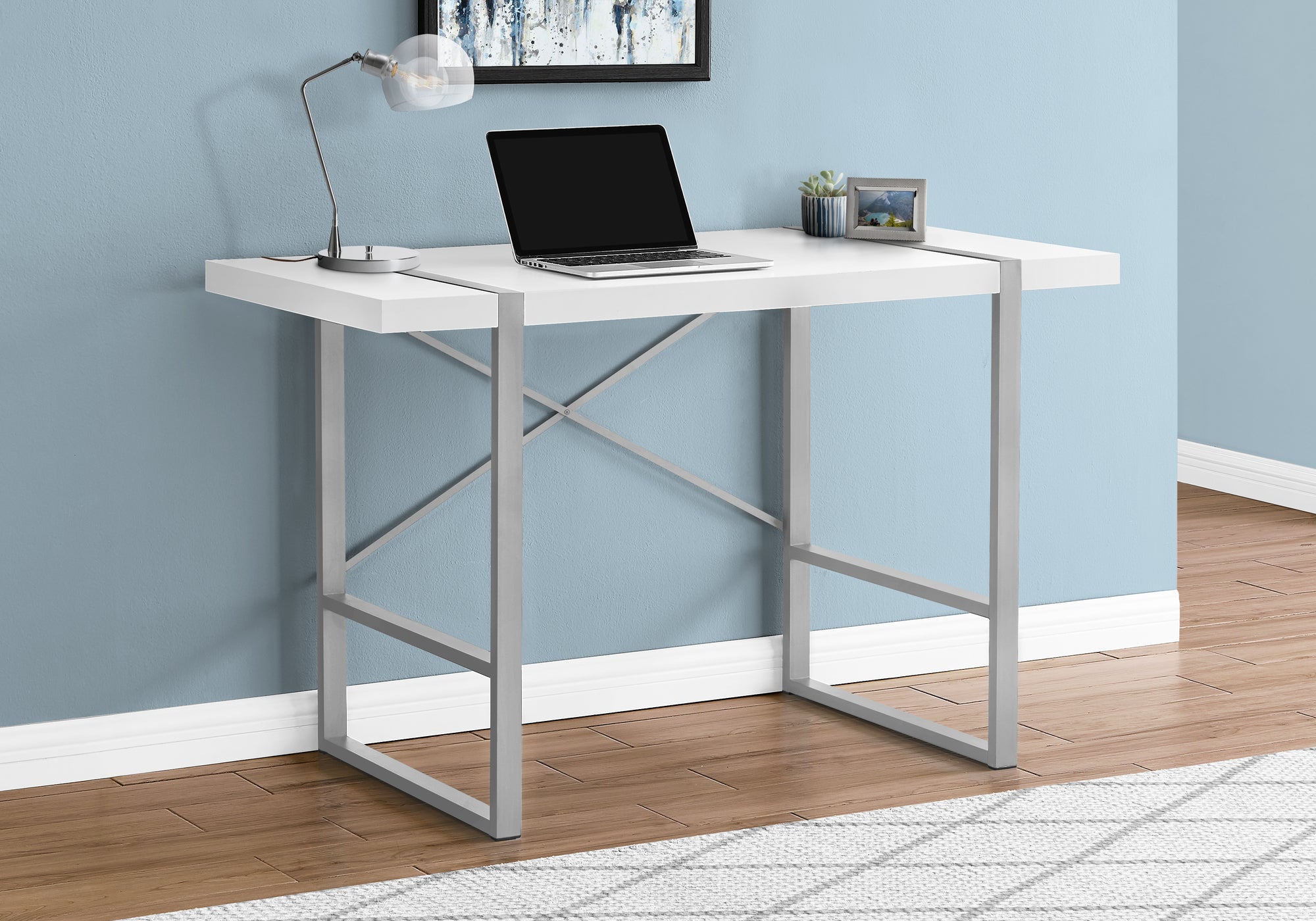 Computer Desk - 48"L / Dark Taupe / Black Metal-Computer Desk-DECOROLALA