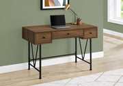 Computer Desk - 48"L / Walnut / Black Metal-Computer Desk-DECOROLALA