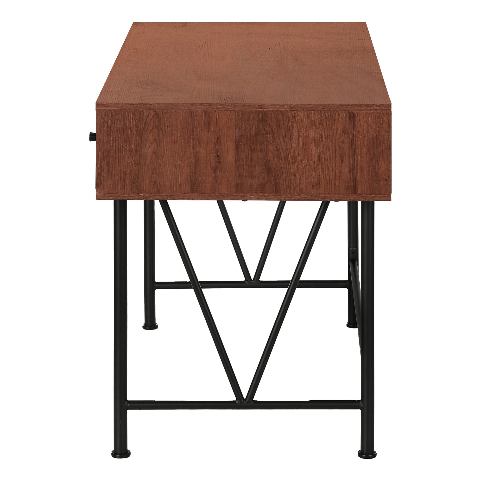 Computer Desk - 48"L / Walnut / Black Metal-Computer Desk-DECOROLALA