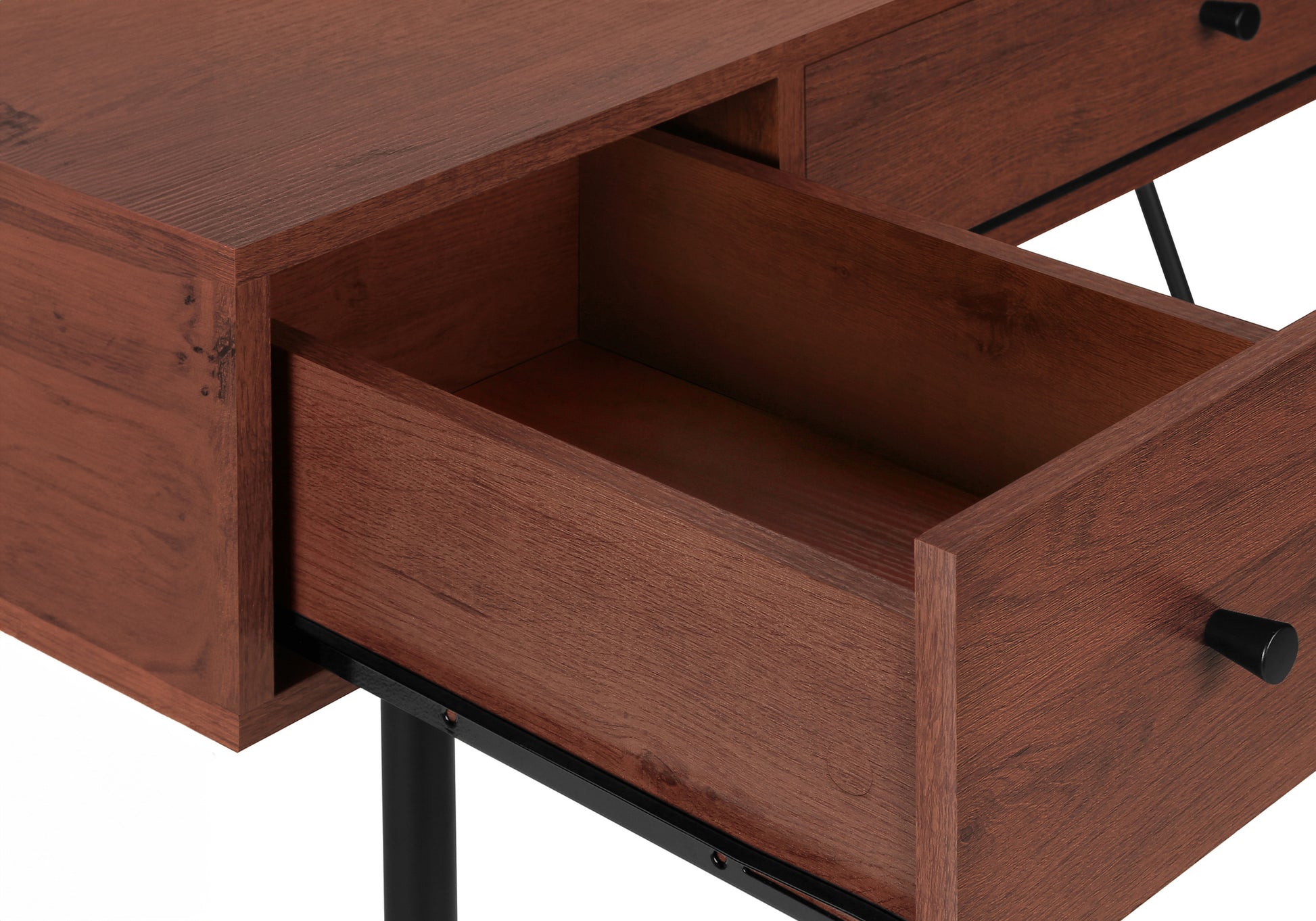 Computer Desk - 48"L / Walnut / Black Metal-Computer Desk-DECOROLALA