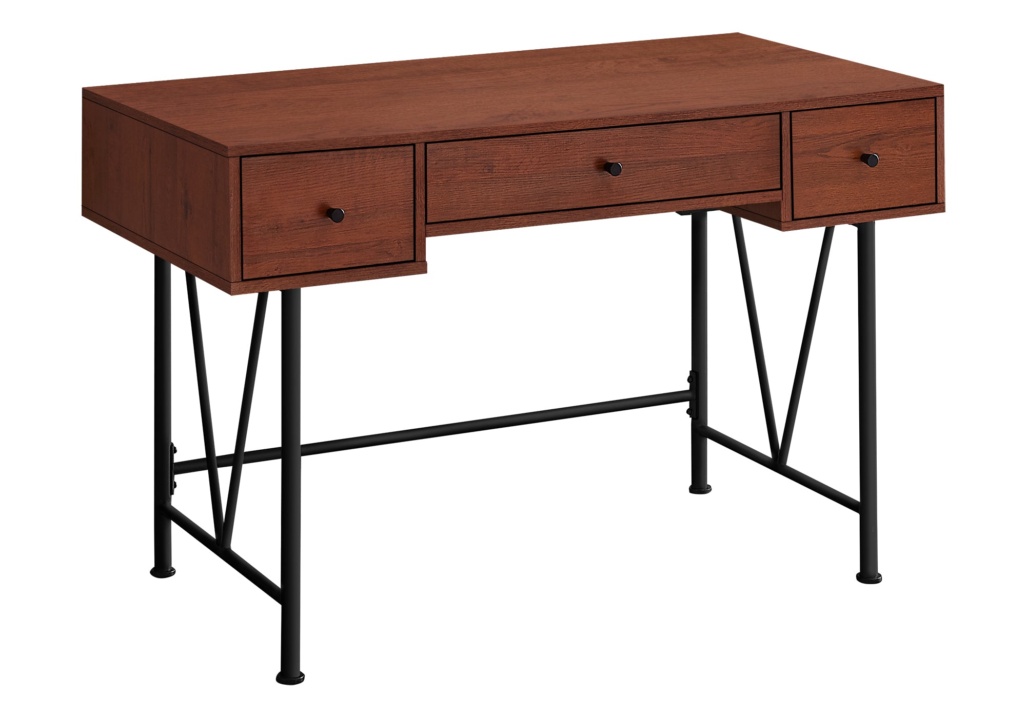 Computer Desk - 48"L / Walnut / Black Metal-Computer Desk-DECOROLALA