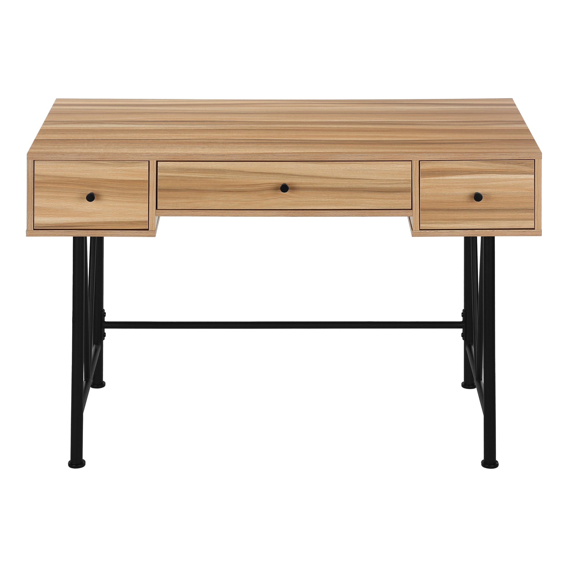Computer Desk - 48"L / Walnut / Black Metal-Computer Desk-DECOROLALA