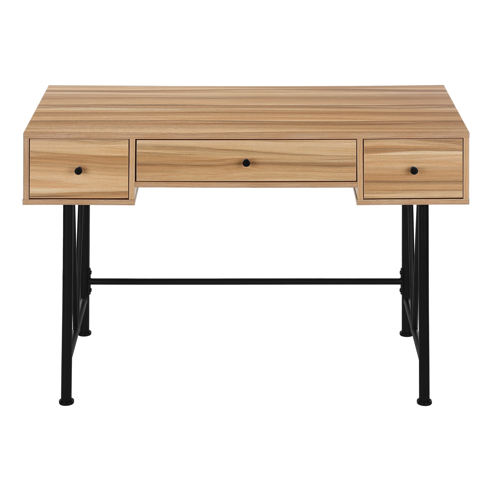 Computer Desk - 48"L / Walnut / Black Metal-Computer Desk-DECOROLALA