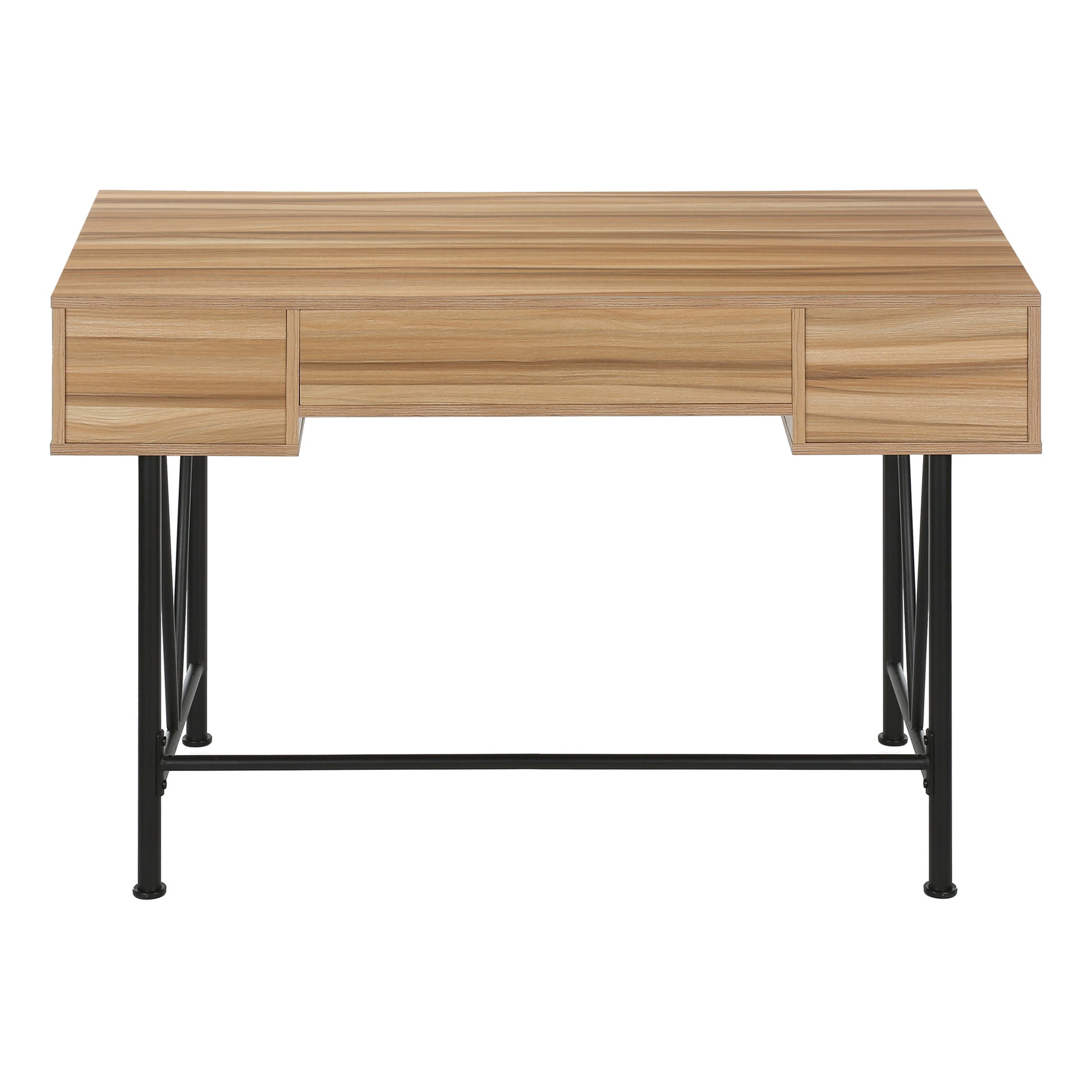 Computer Desk - 48"L / Walnut / Black Metal-Computer Desk-DECOROLALA