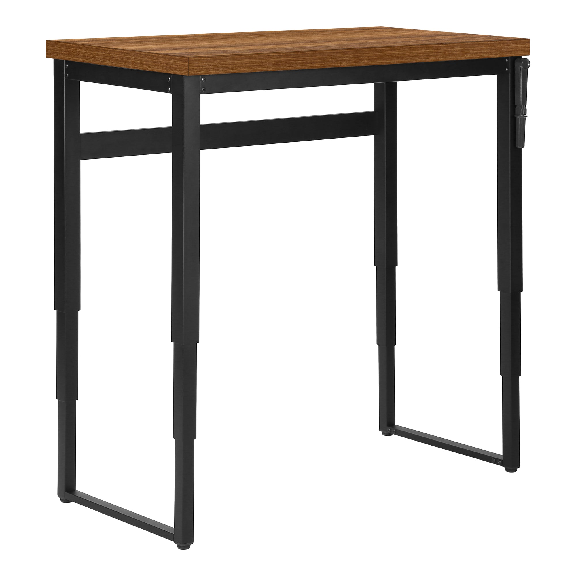 Computer Desk - 48"L / Walnut / Adj.Height/ Black Metal-Computer Desk-DECOROLALA