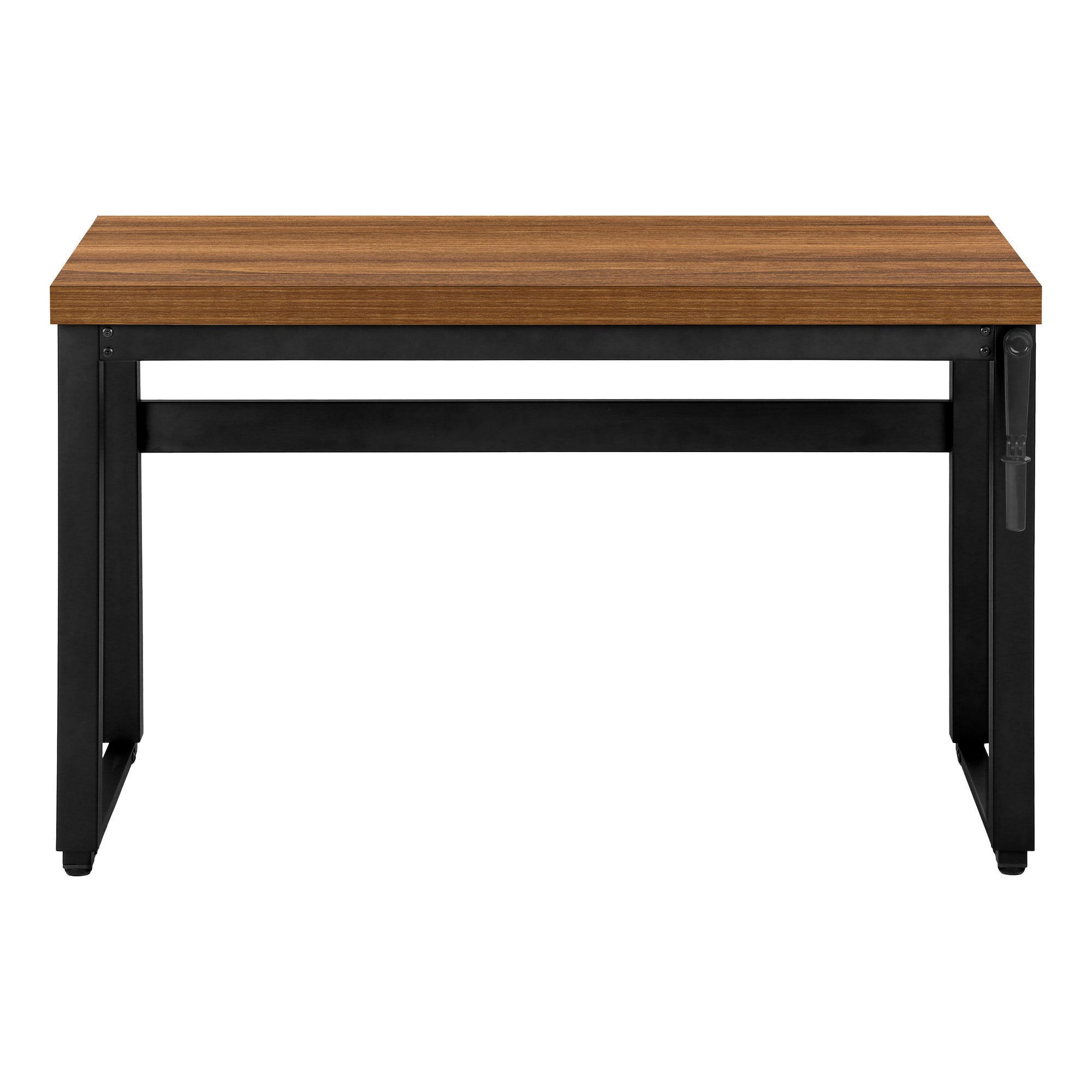 Computer Desk - 48"L / Walnut / Adj.Height/ Black Metal-Computer Desk-DECOROLALA