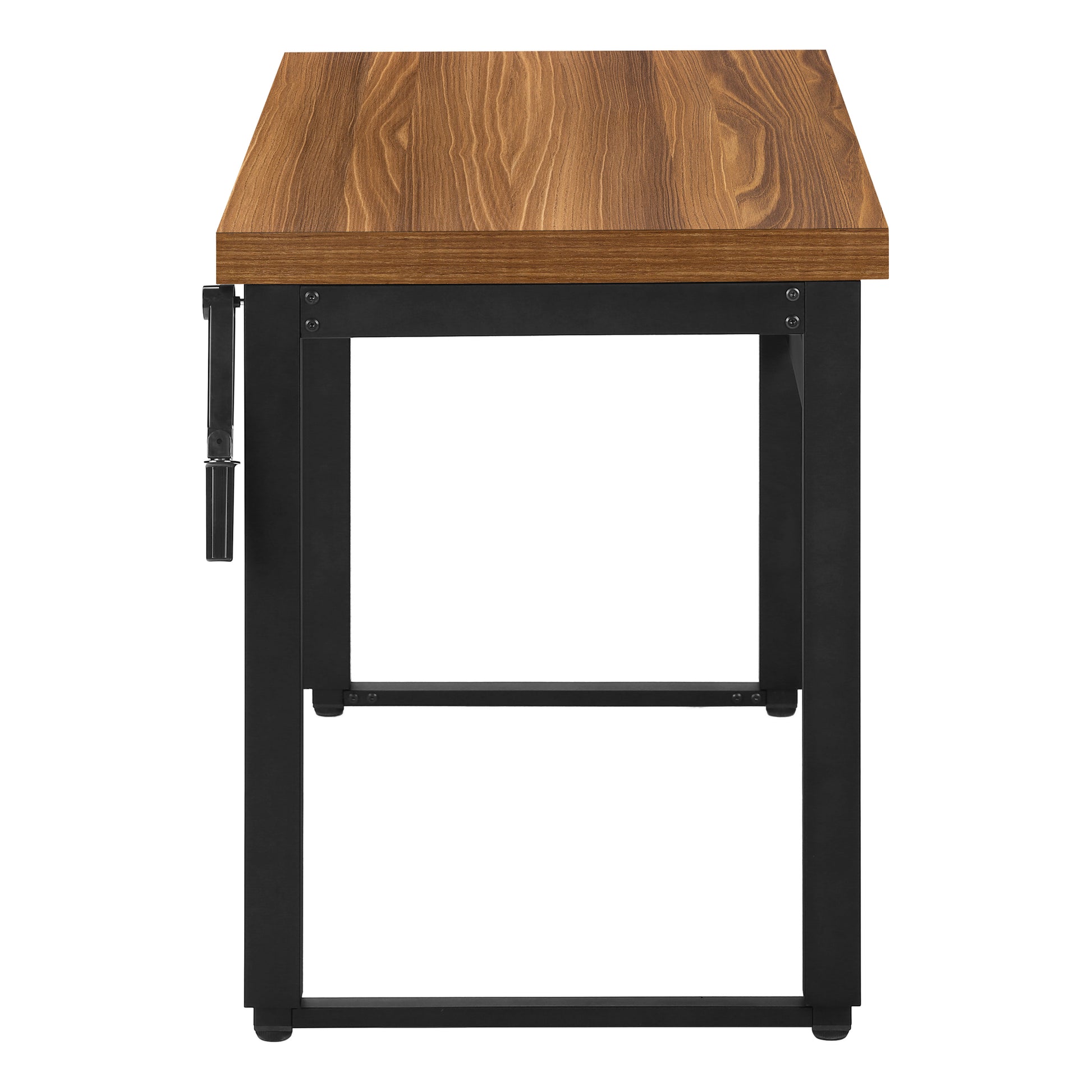 Computer Desk - 48"L / Walnut / Adj.Height/ Black Metal-Computer Desk-DECOROLALA