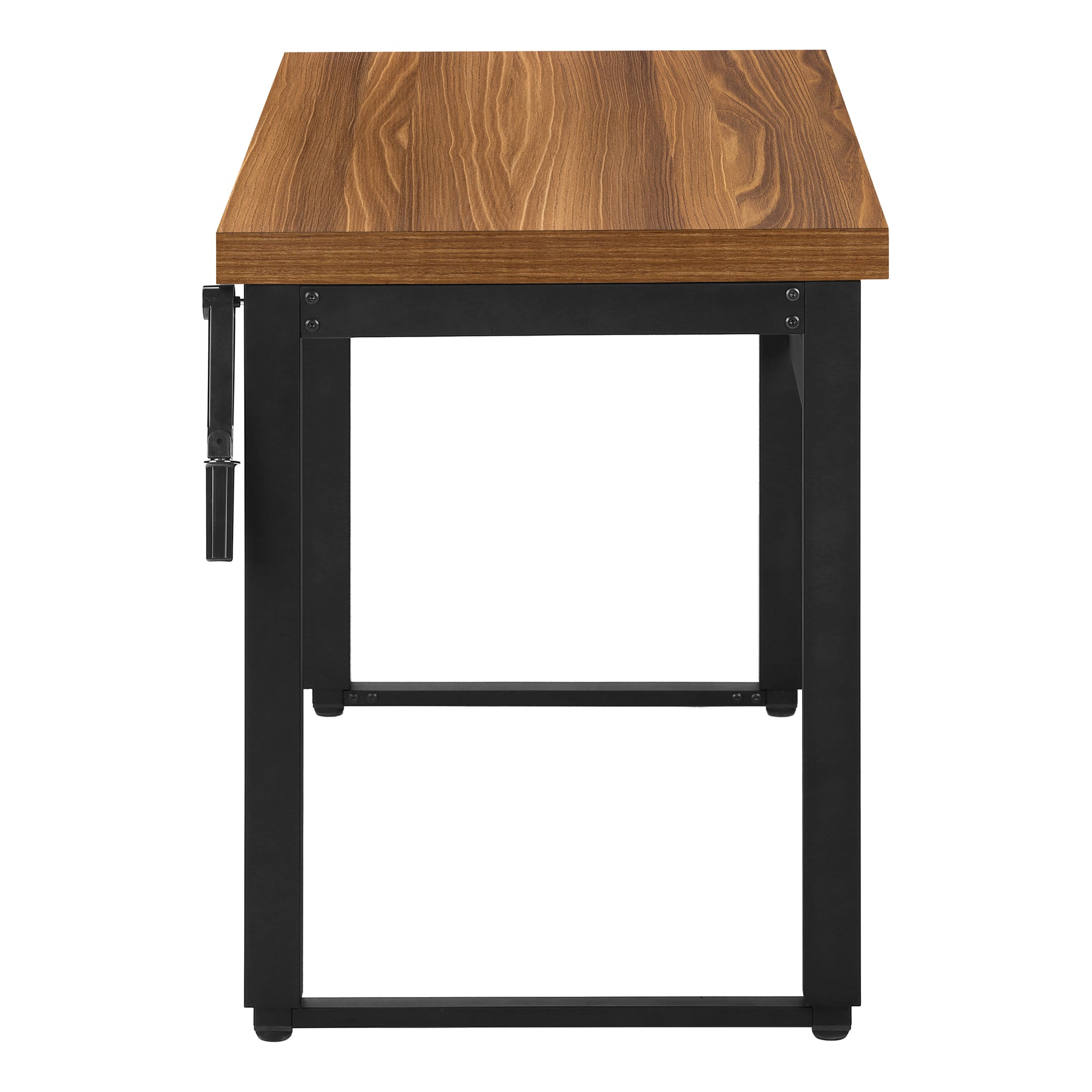 Computer Desk - 48"L / Walnut / Adj.Height/ Black Metal-Computer Desk-DECOROLALA