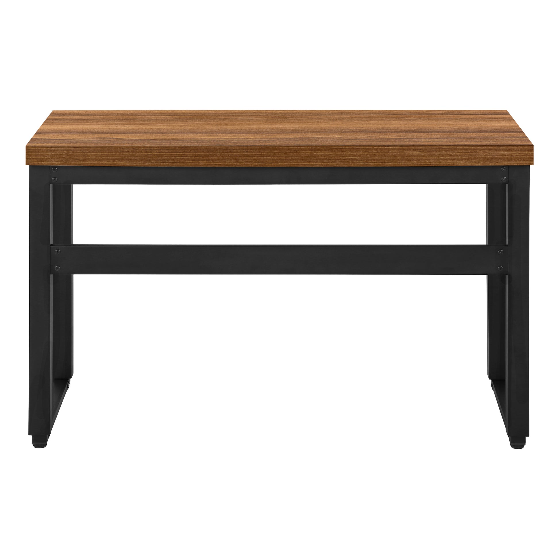Computer Desk - 48"L / Walnut / Adj.Height/ Black Metal-Computer Desk-DECOROLALA