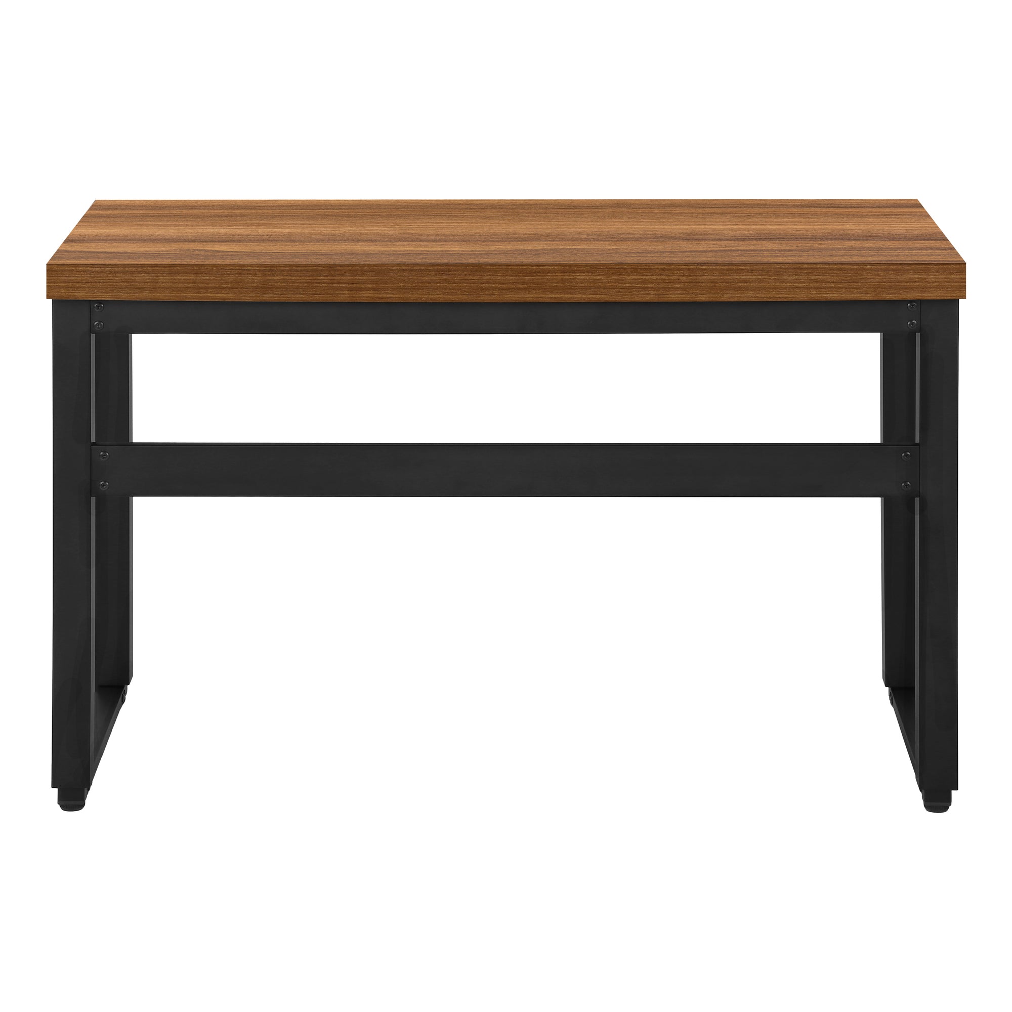 Computer Desk - 48"L / Walnut / Adj.Height/ Black Metal-Computer Desk-DECOROLALA