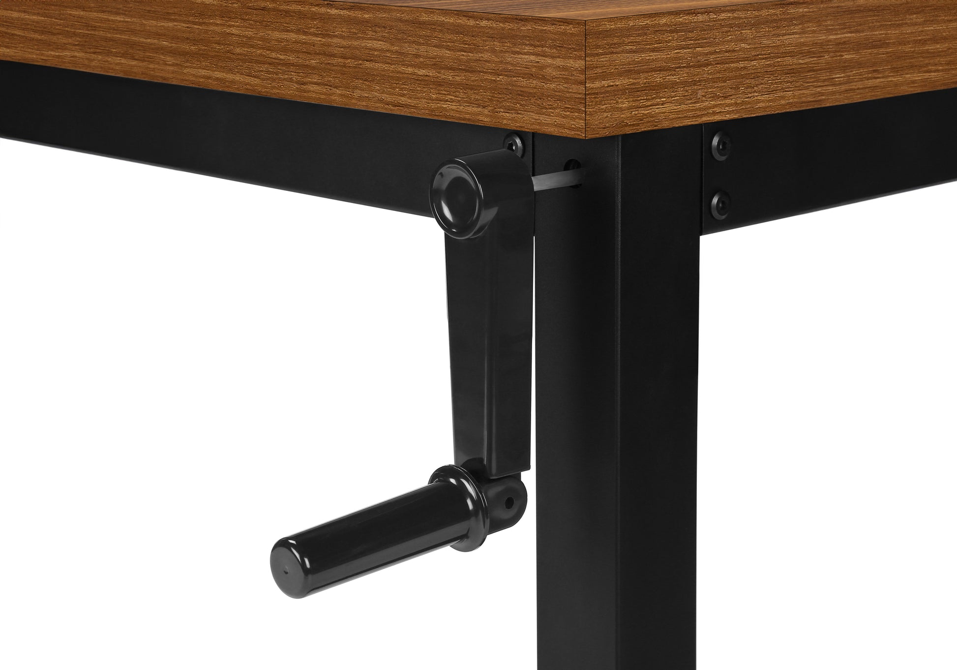 Computer Desk - 48"L / Walnut / Adj.Height/ Black Metal-Computer Desk-DECOROLALA