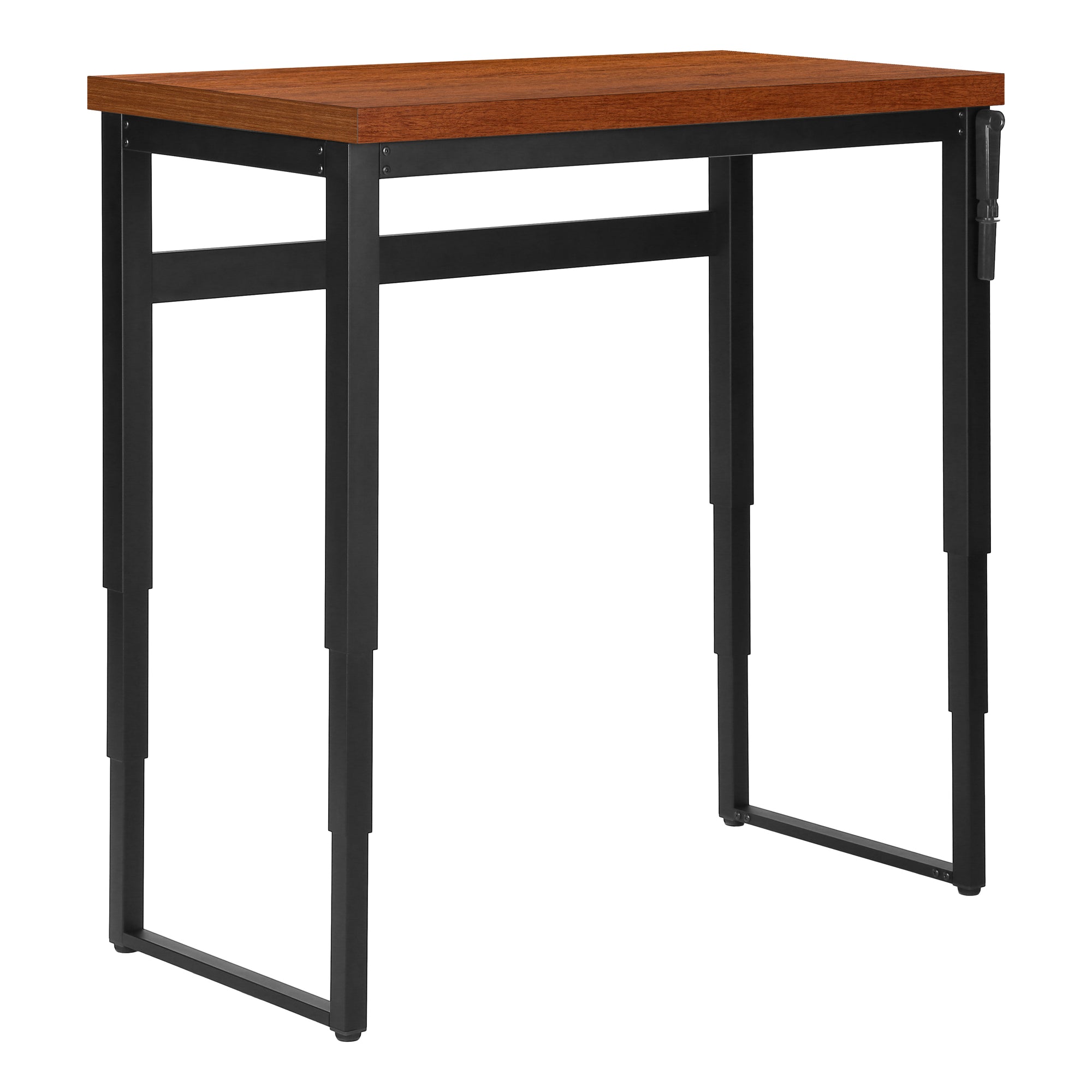 Computer Desk - 48"L / Walnut / Adj.Height/ Black Metal-Computer Desk-DECOROLALA