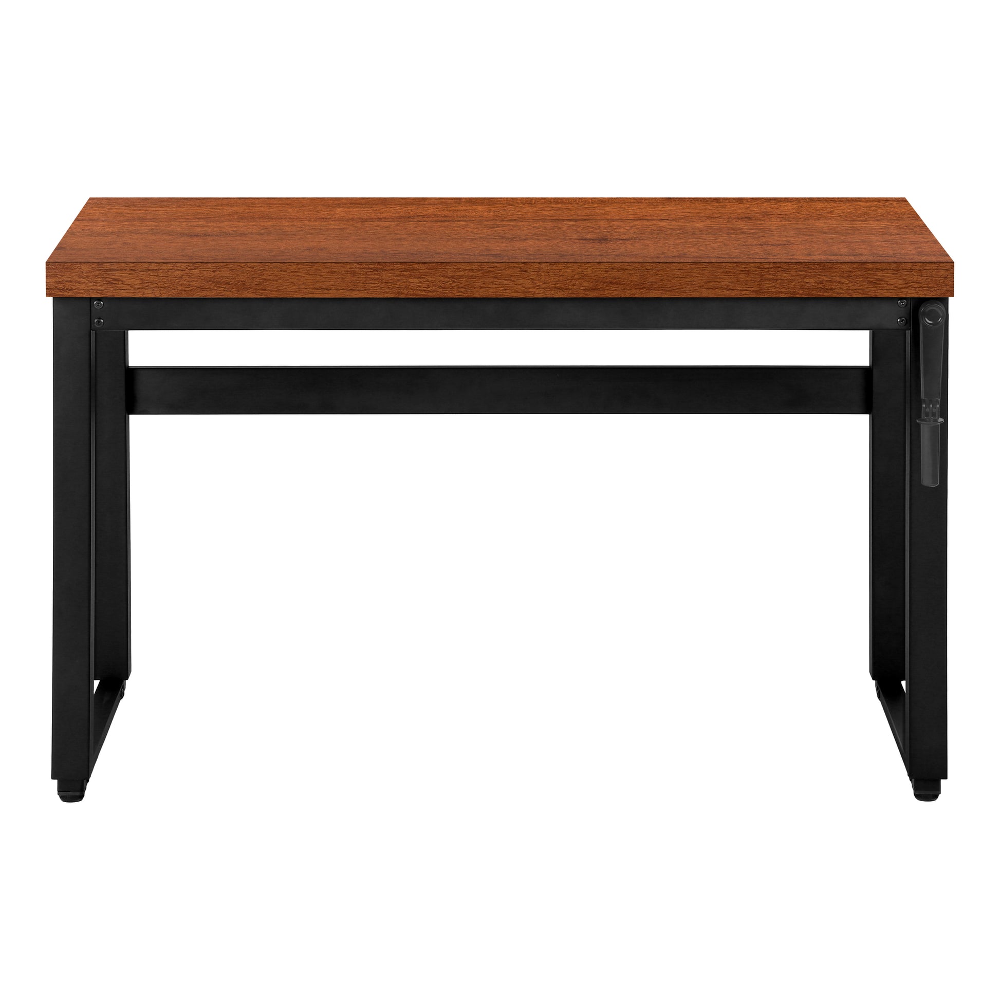 Computer Desk - 48"L / Walnut / Adj.Height/ Black Metal-Computer Desk-DECOROLALA