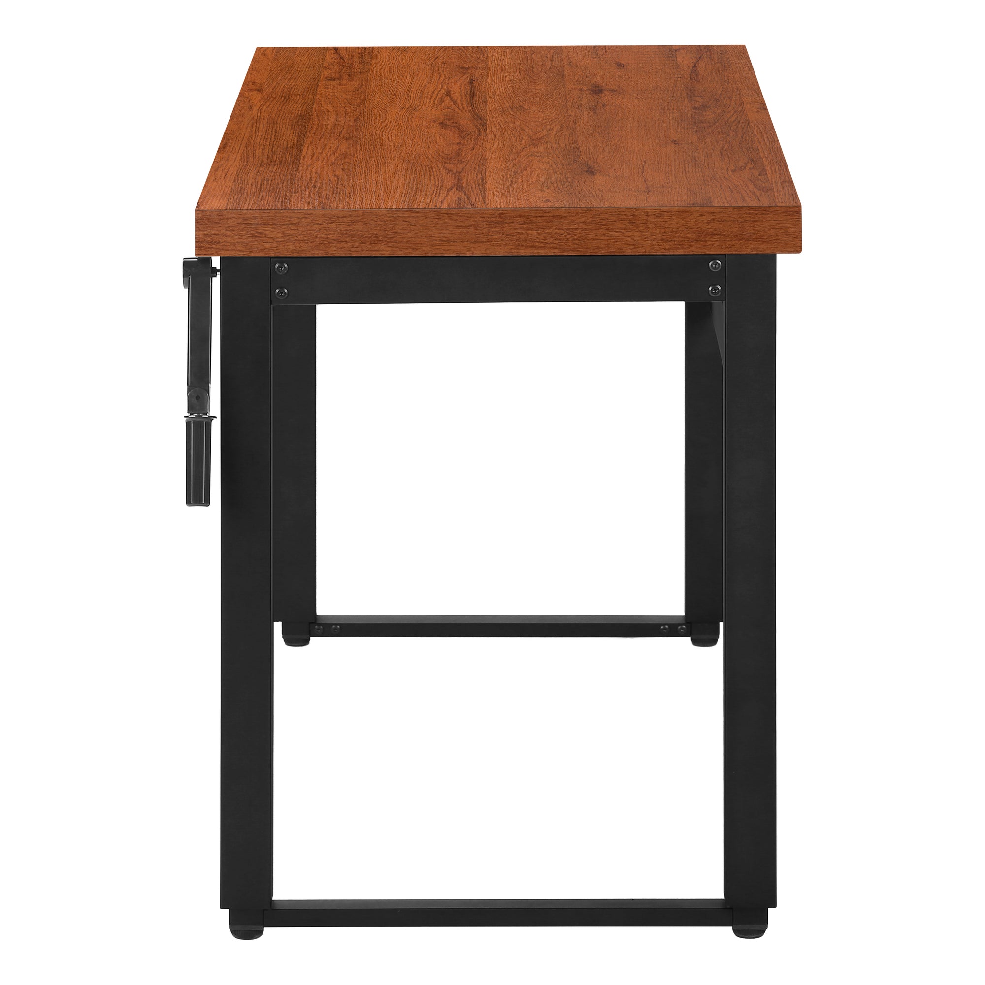 Computer Desk - 48"L / Walnut / Adj.Height/ Black Metal-Computer Desk-DECOROLALA