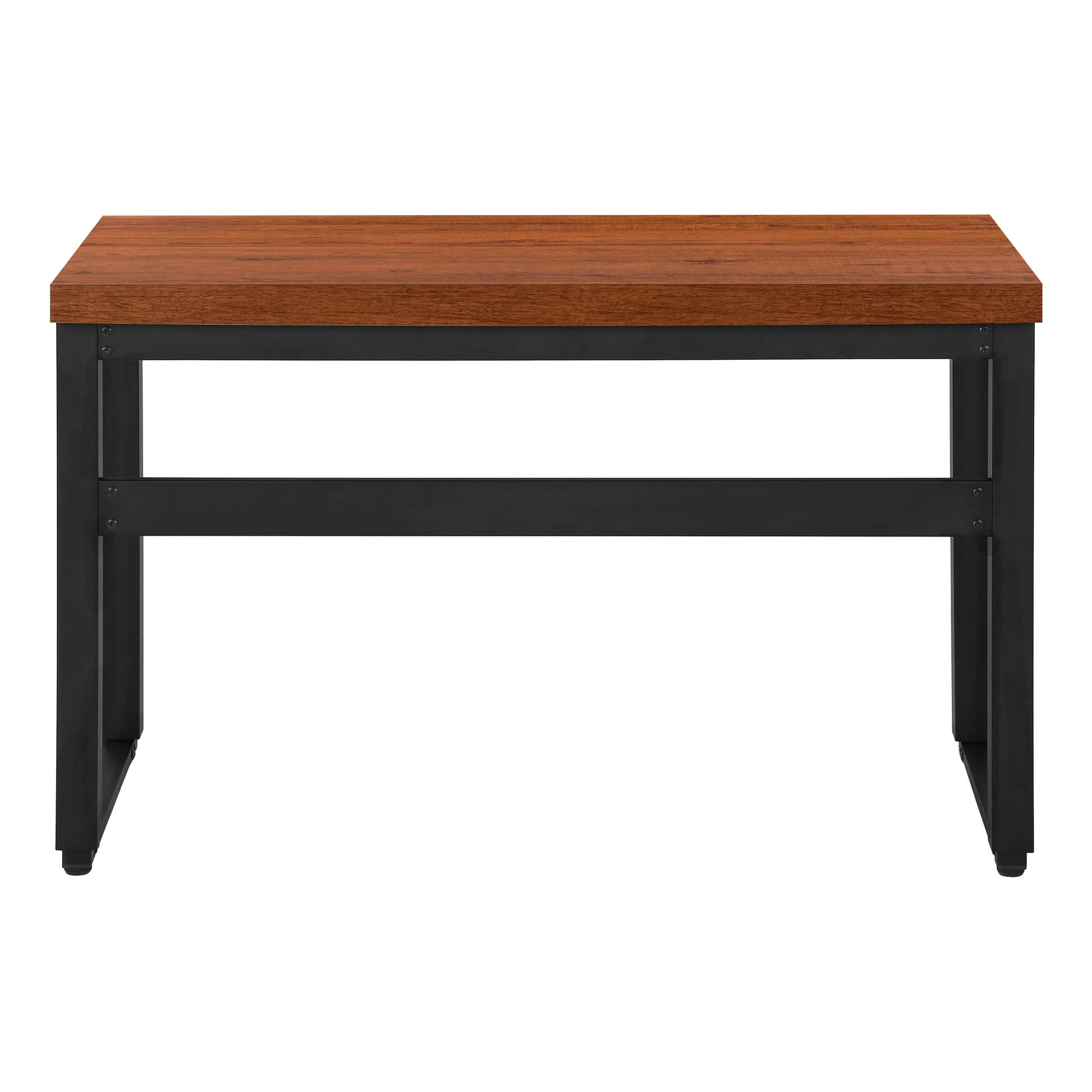 Computer Desk - 48"L / Walnut / Adj.Height/ Black Metal-Computer Desk-DECOROLALA