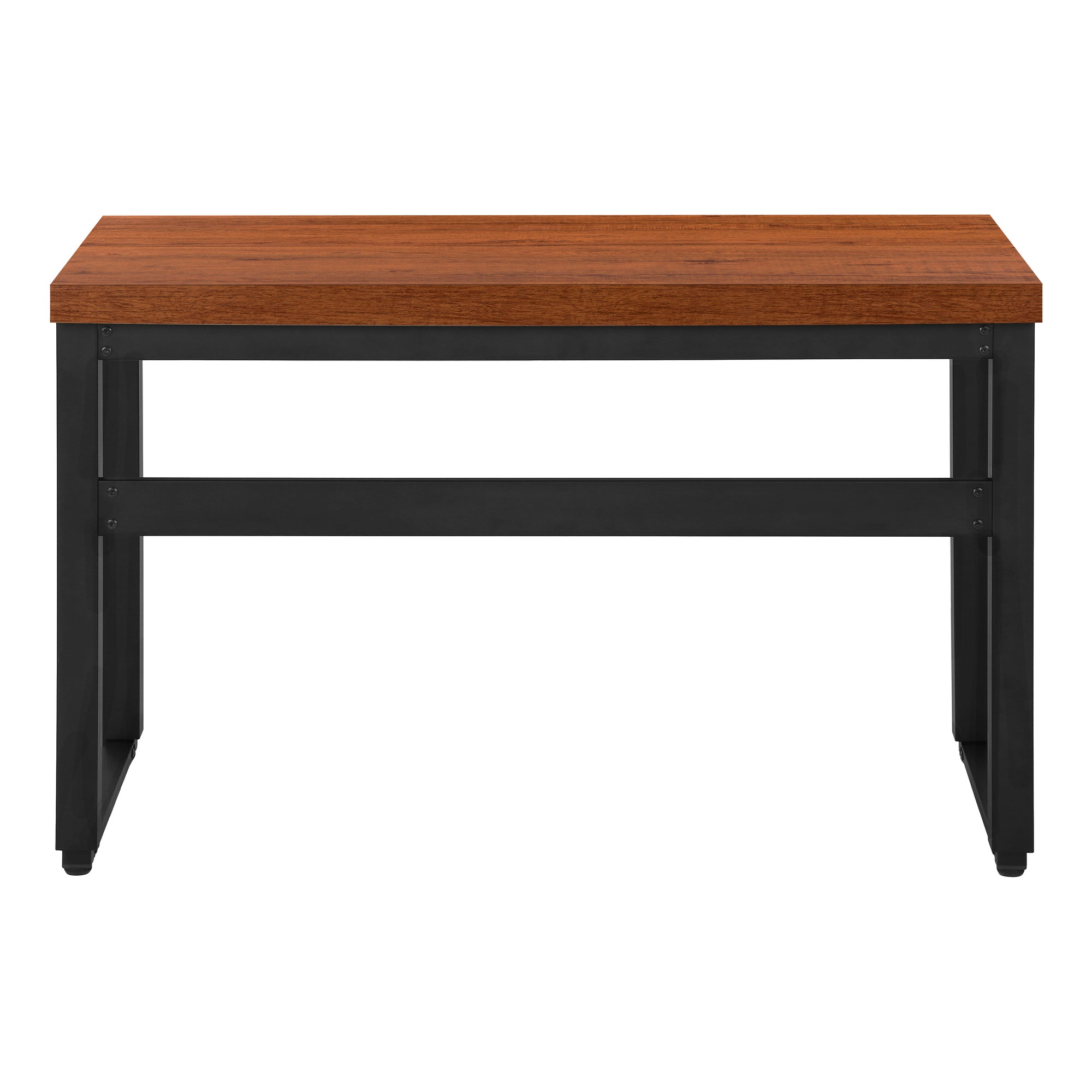 Computer Desk - 48"L / Walnut / Adj.Height/ Black Metal-Computer Desk-DECOROLALA