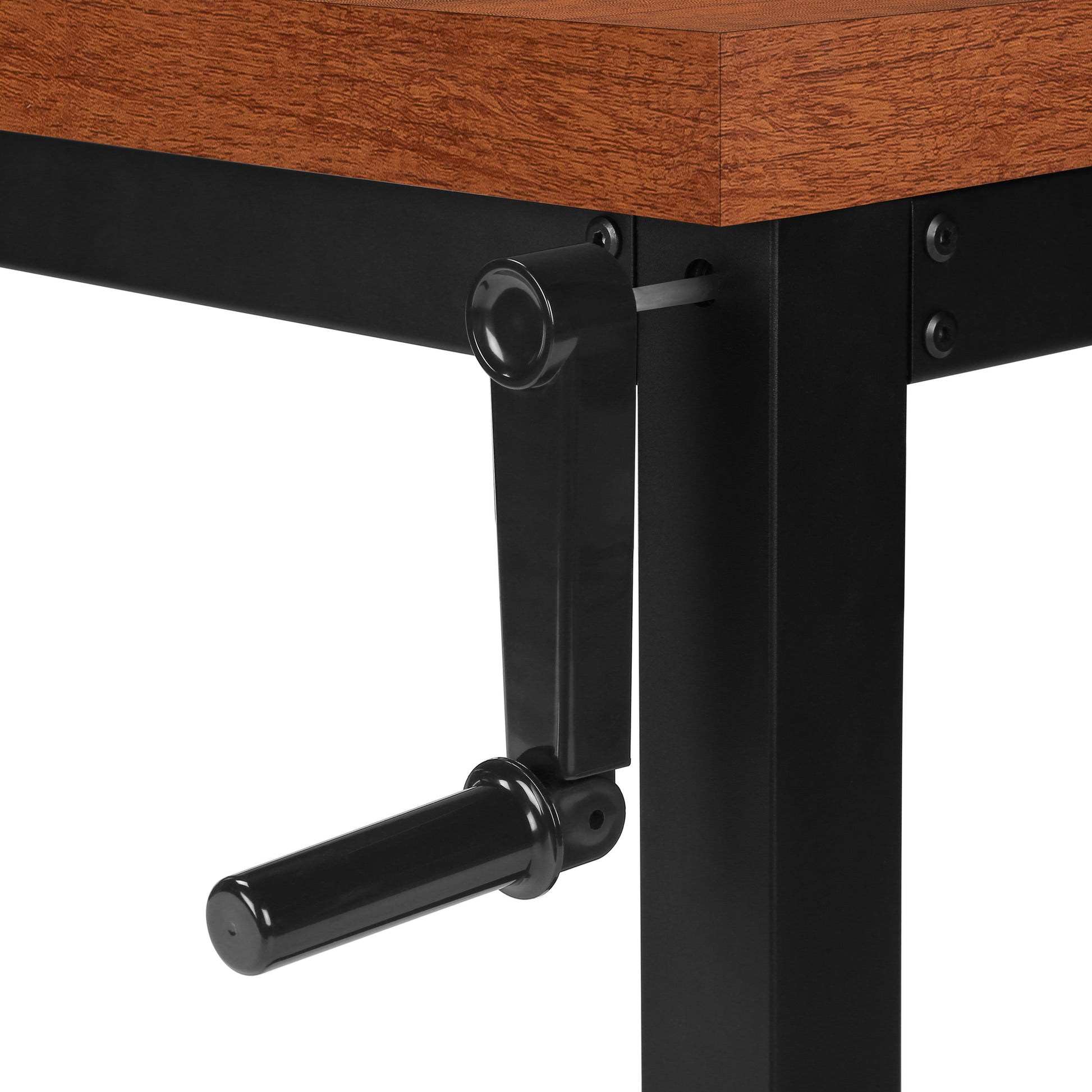 Computer Desk - 48"L / Walnut / Adj.Height/ Black Metal-Computer Desk-DECOROLALA