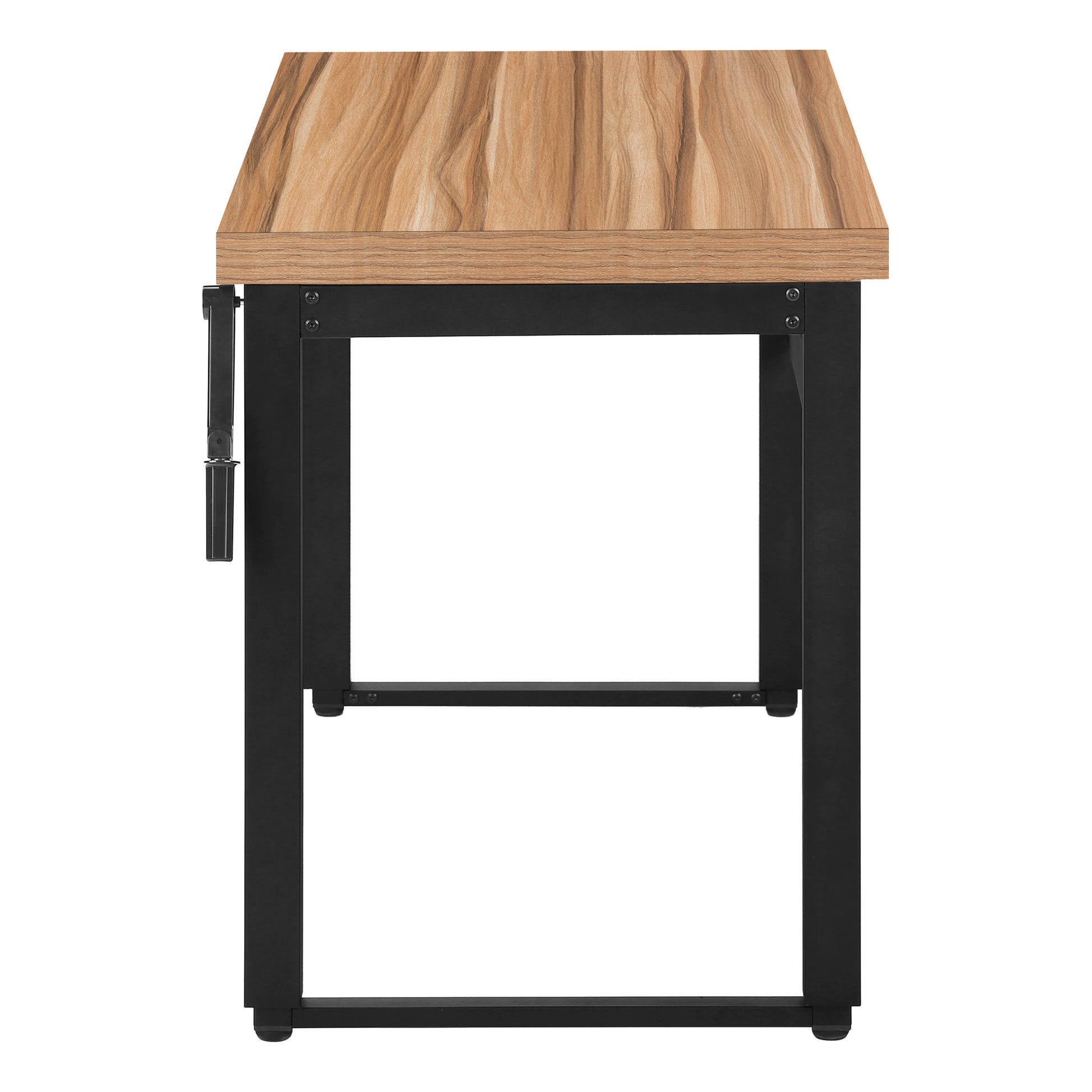 Computer Desk - 48"L / Walnut / Adj.Height/ Black Metal-Computer Desk-DECOROLALA