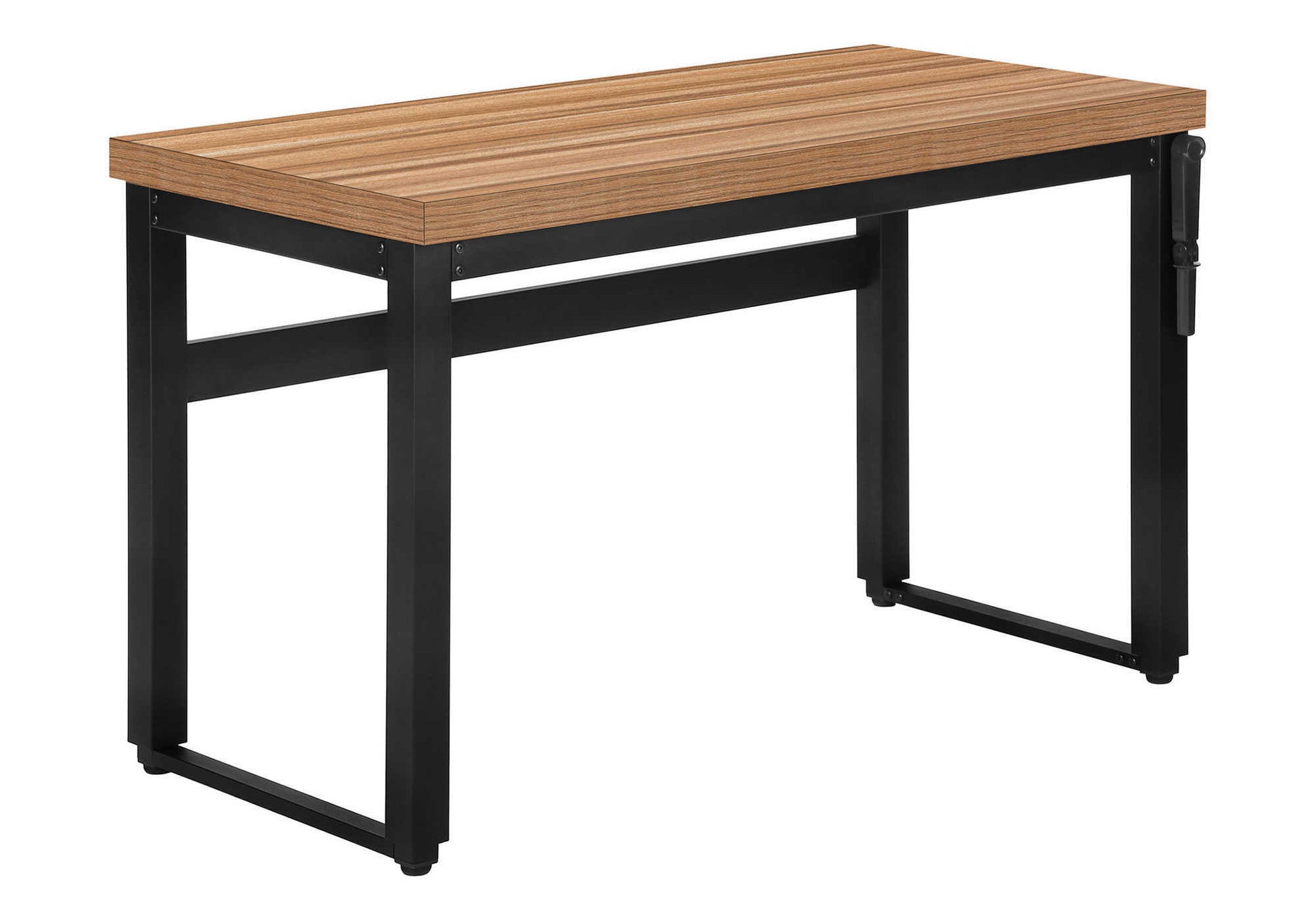 Computer Desk - 48"L / Walnut / Adj.Height/ Black Metal-Computer Desk-DECOROLALA