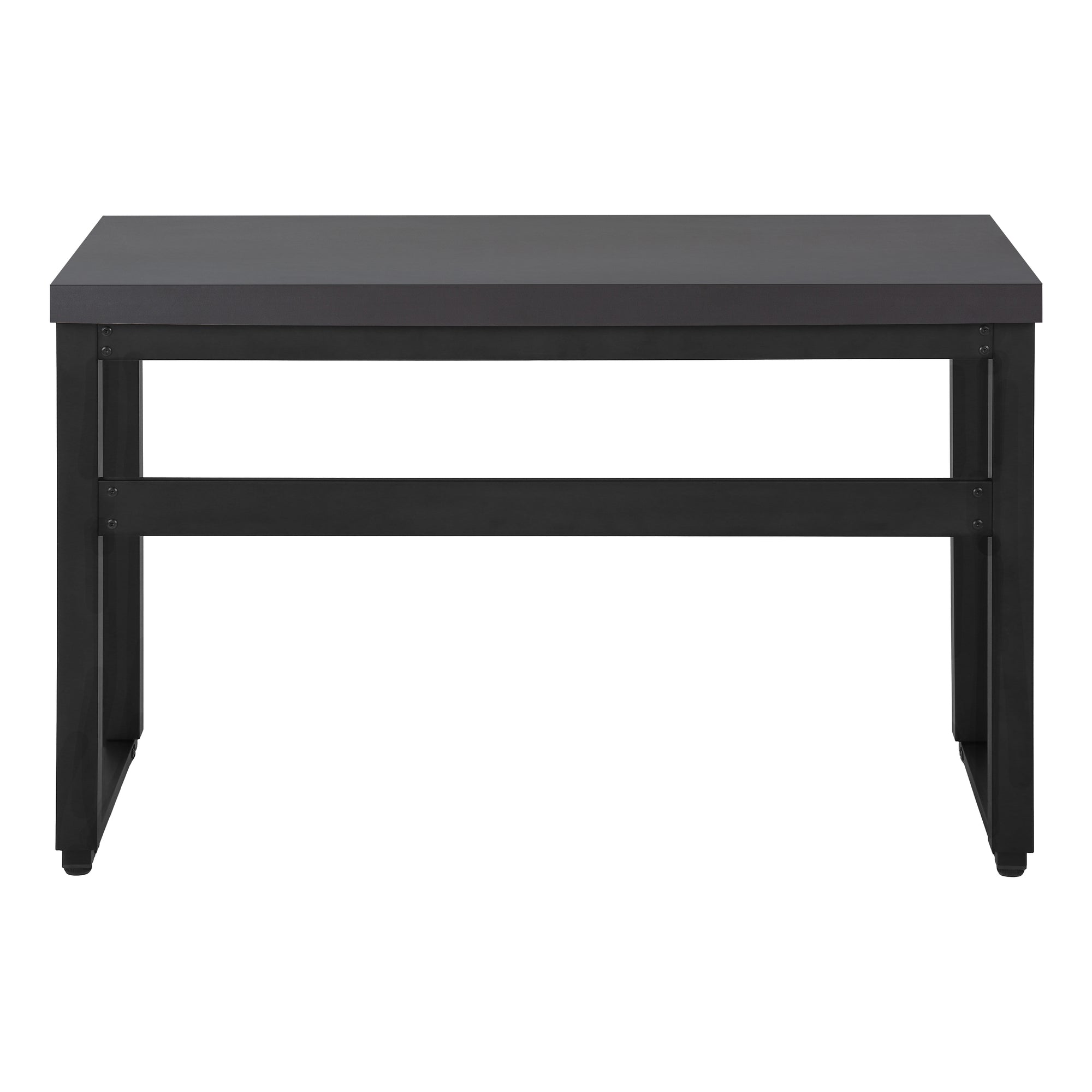 Computer Desk - 48"L / Walnut / Adj.Height/ Black Metal-Computer Desk-DECOROLALA