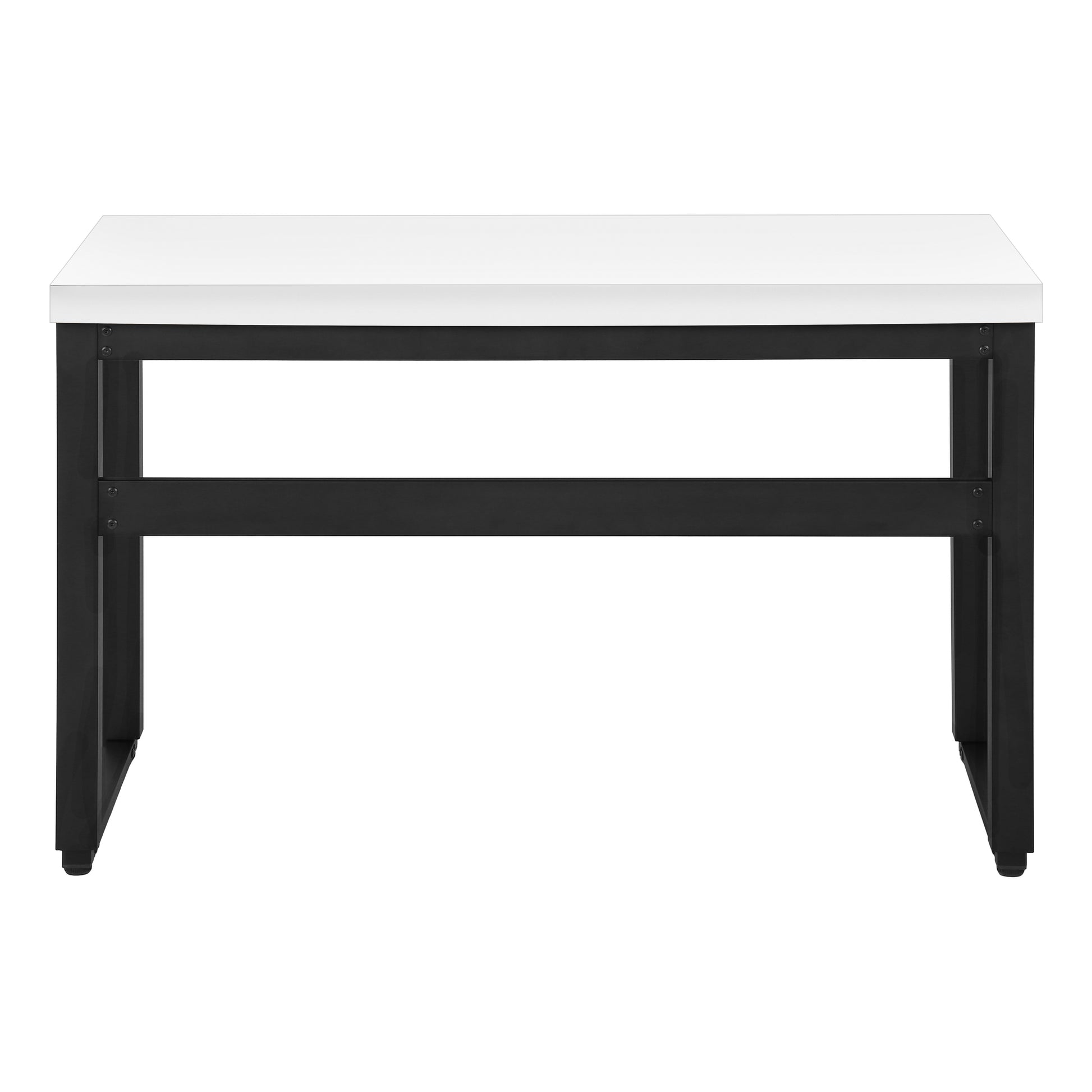 Computer Desk - 48"L / Walnut / Adj.Height/ Black Metal-Computer Desk-DECOROLALA