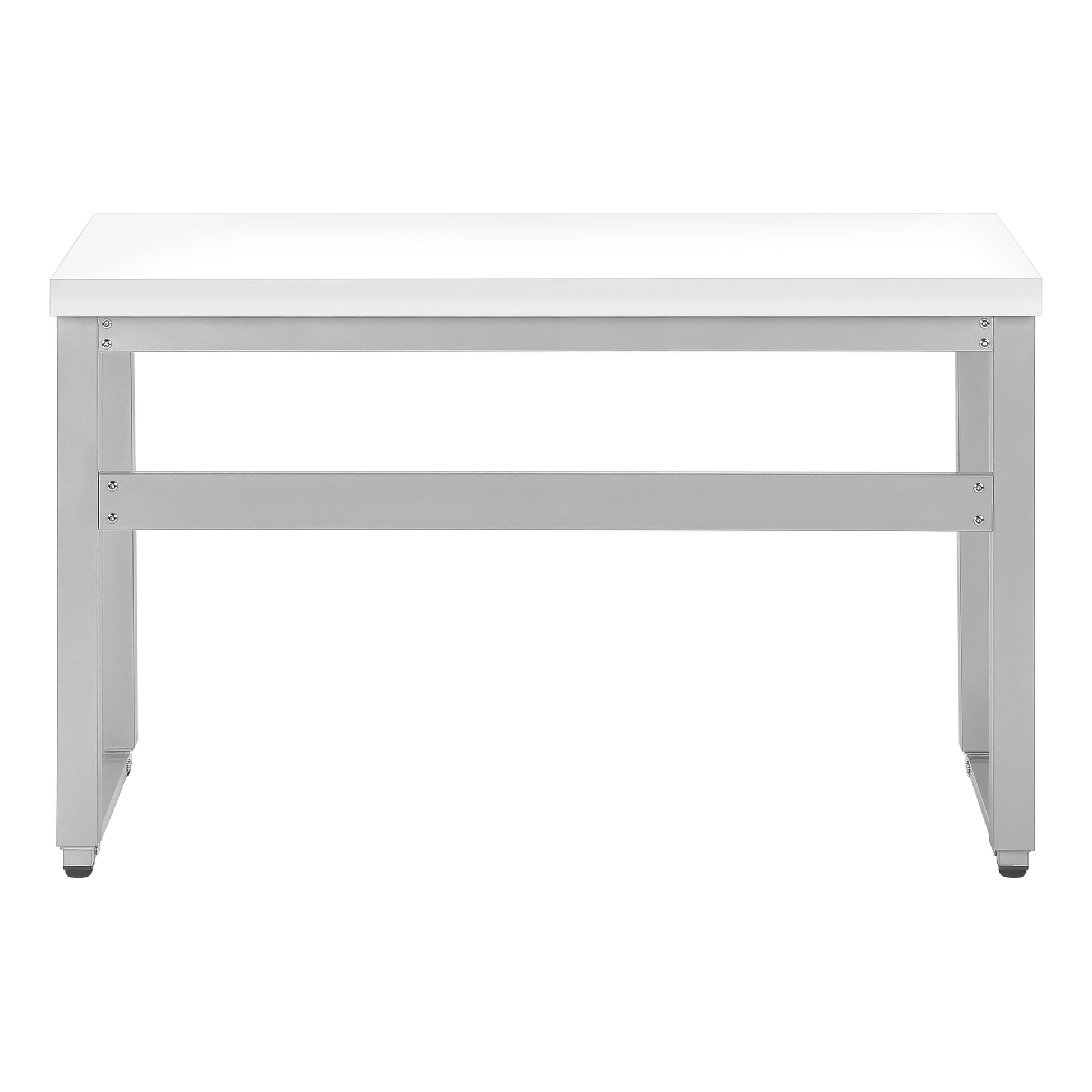 Computer Desk - 48"L / Walnut / Adj.Height/ Black Metal-Computer Desk-DECOROLALA