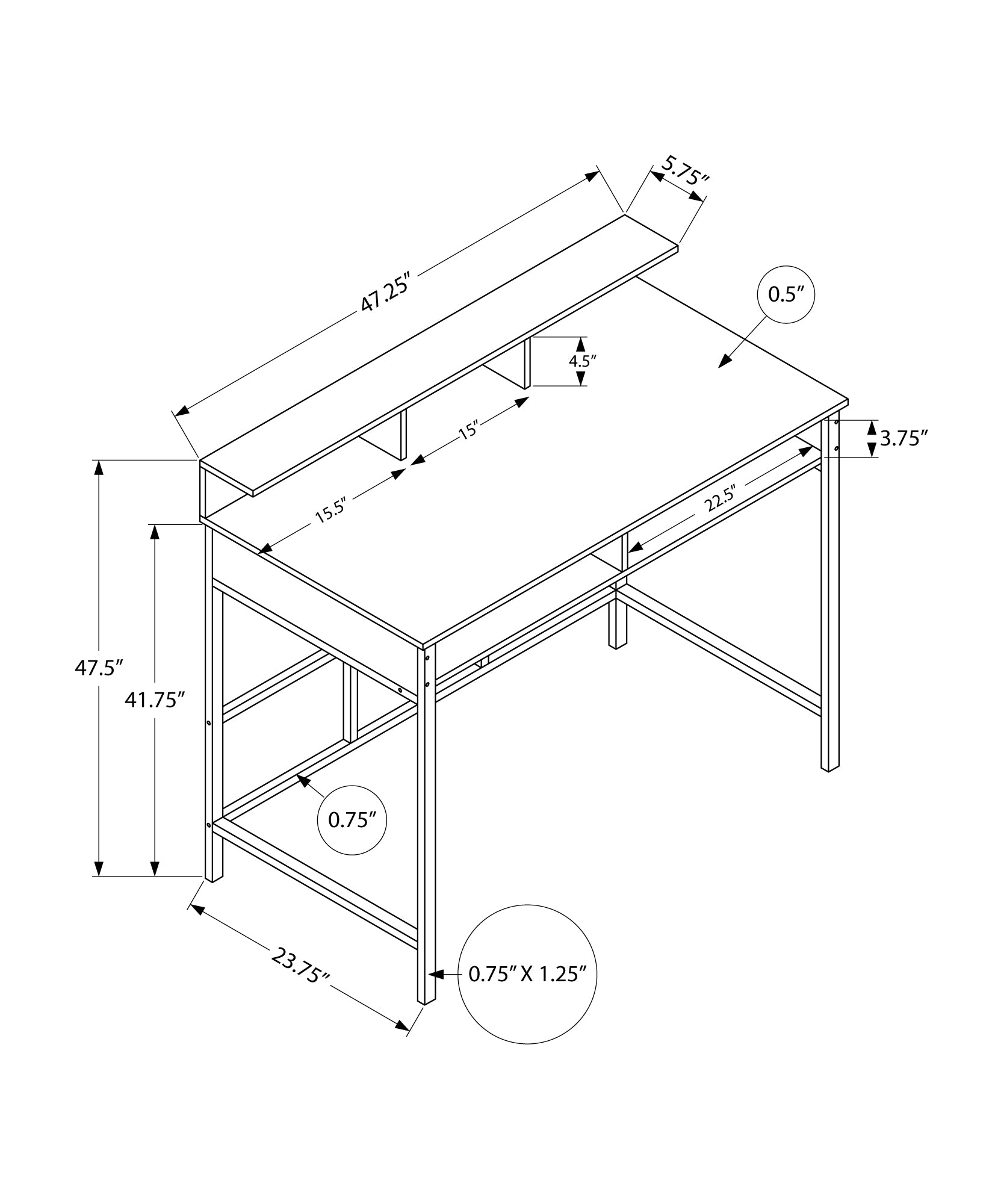 Computer Desk - 48"L / Black / Black Standing Height-Computer Desk-DECOROLALA