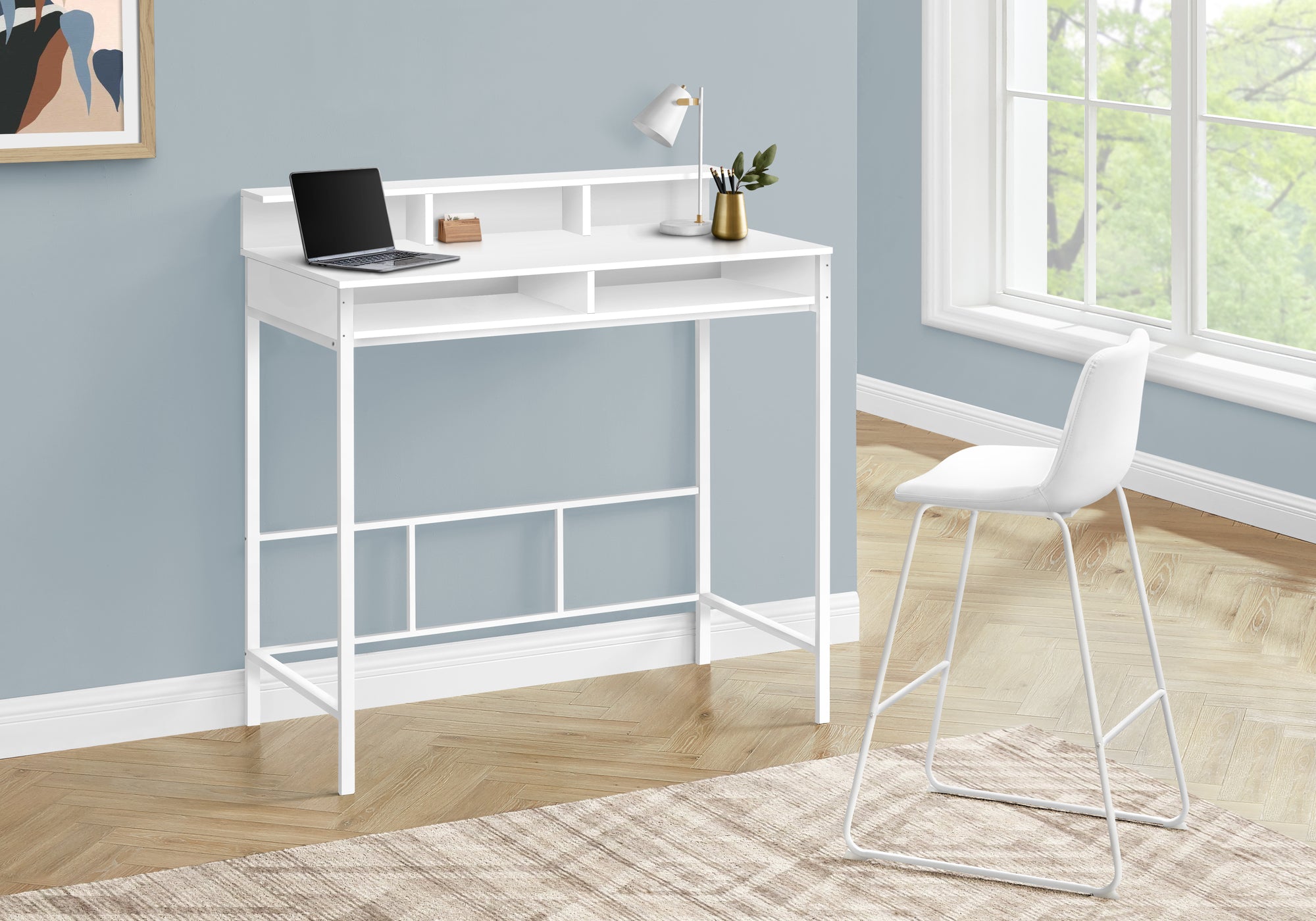 Computer Desk - 48"L / Black / Black Standing Height-Computer Desk-DECOROLALA