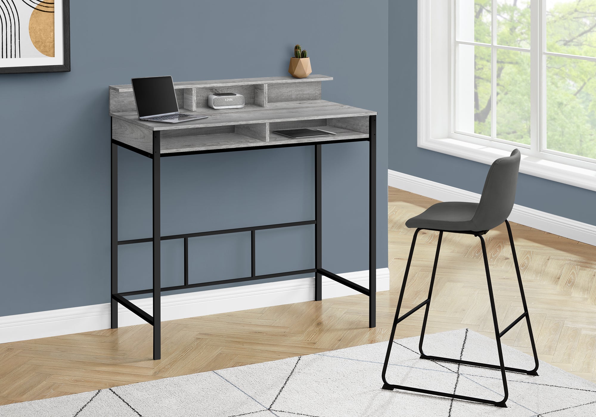 Computer Desk - 48"L / Black / Black Standing Height-Computer Desk-DECOROLALA