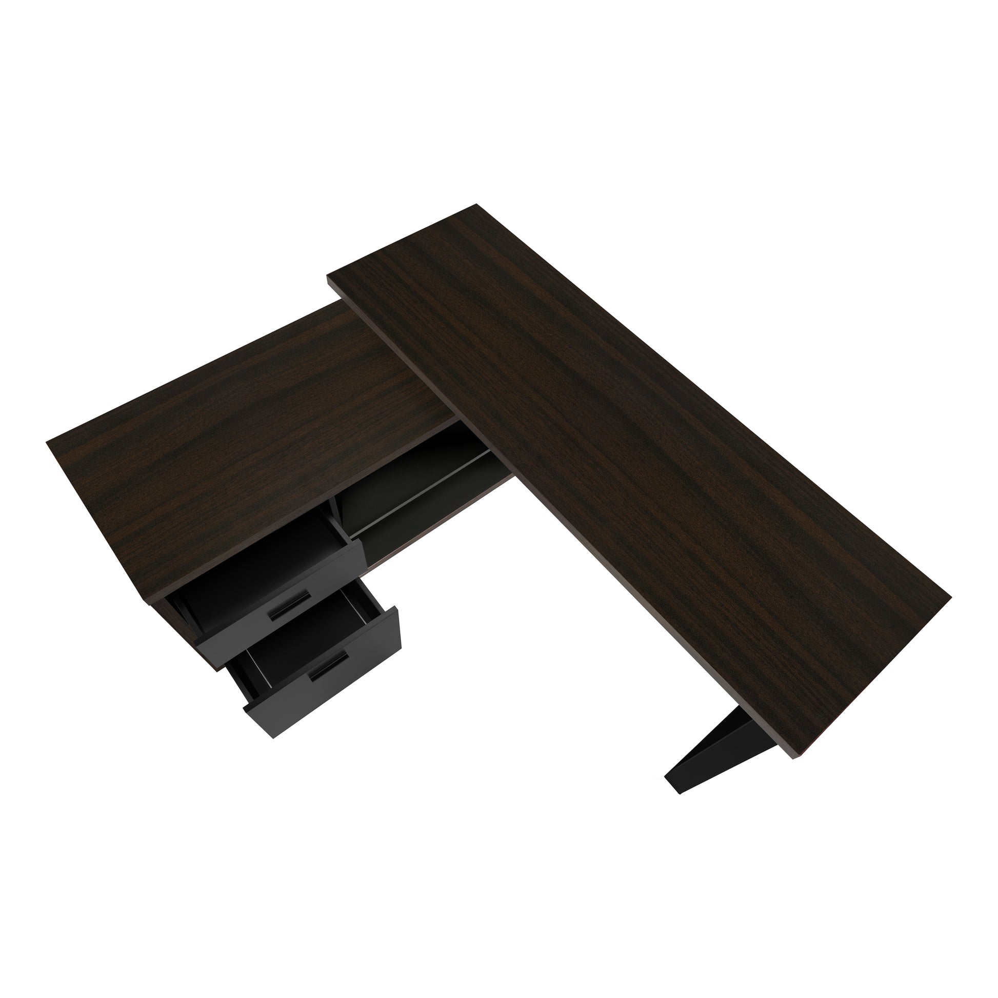 Computer Desk - 72"L Espresso / Black Executive Corner-Computer Desk-DECOROLALA