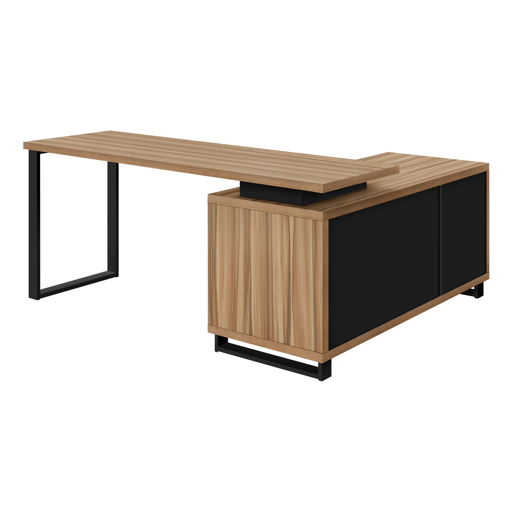 Computer Desk - 72"L Espresso / Black Executive Corner-Computer Desk-DECOROLALA