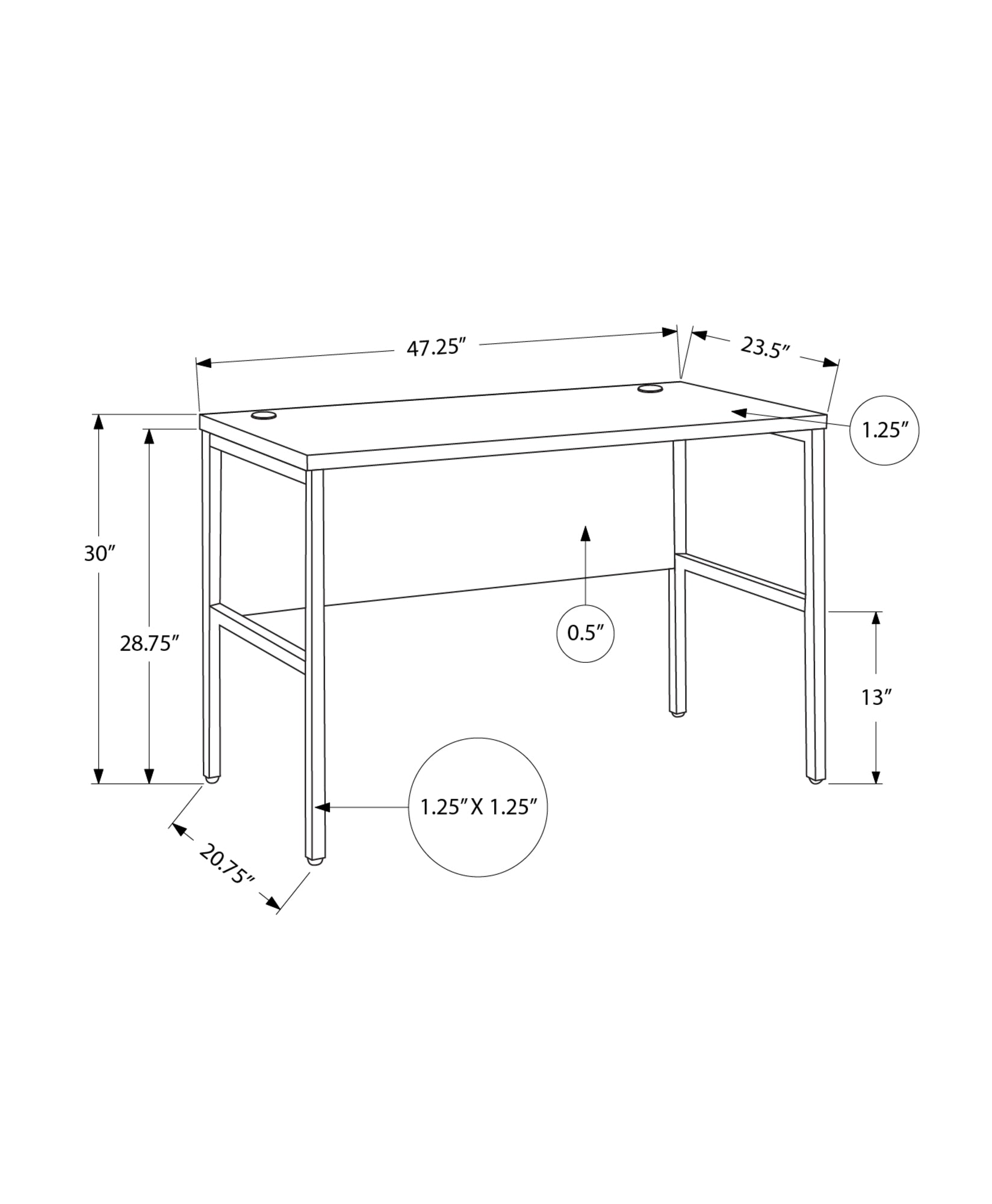 Computer Desk - 48"L White / Silver Commercial Grade-Hutch-DECOROLALA