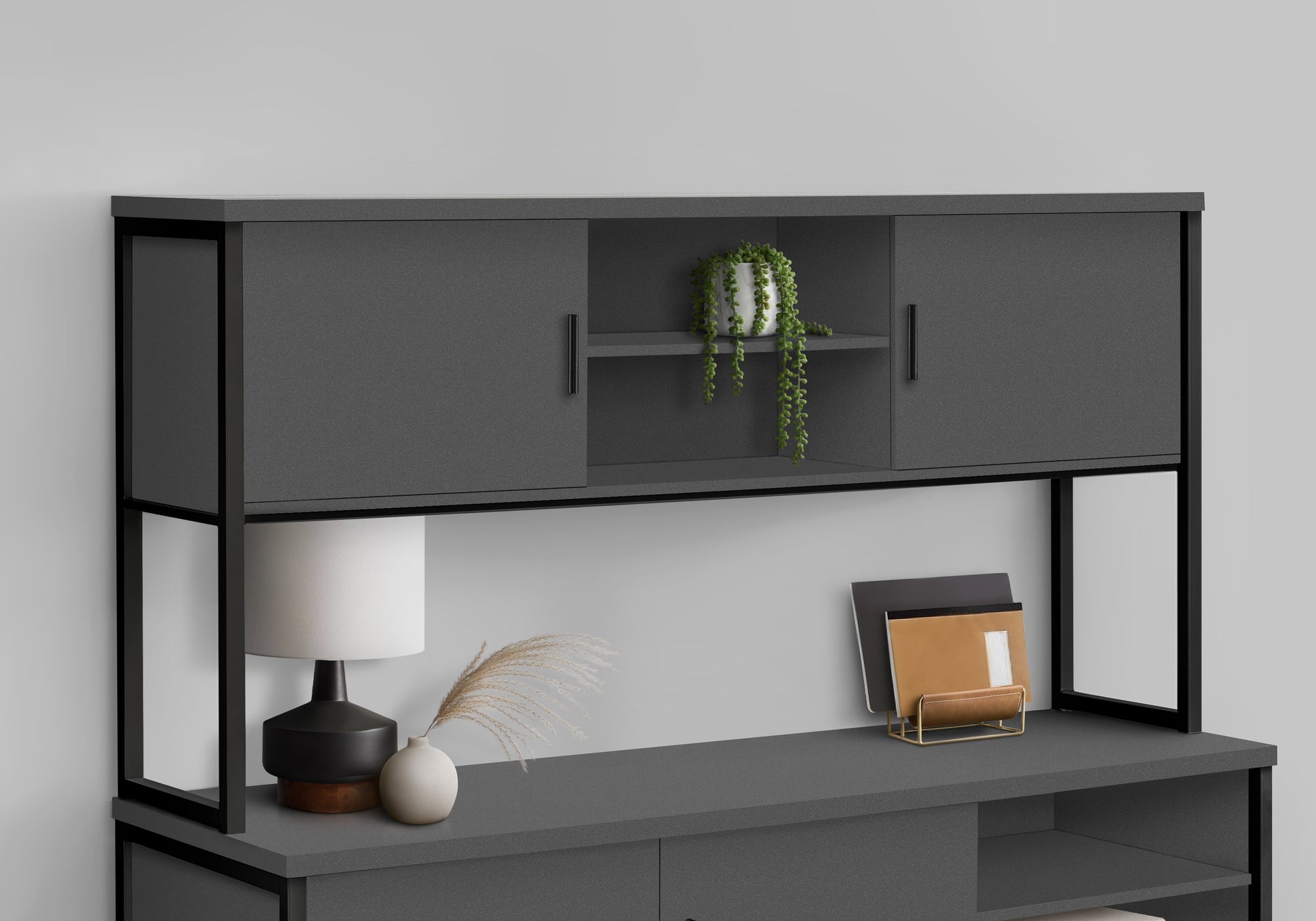 Office Hutch - 72"L White / Silver Commercial Grade-Credenza-DECOROLALA