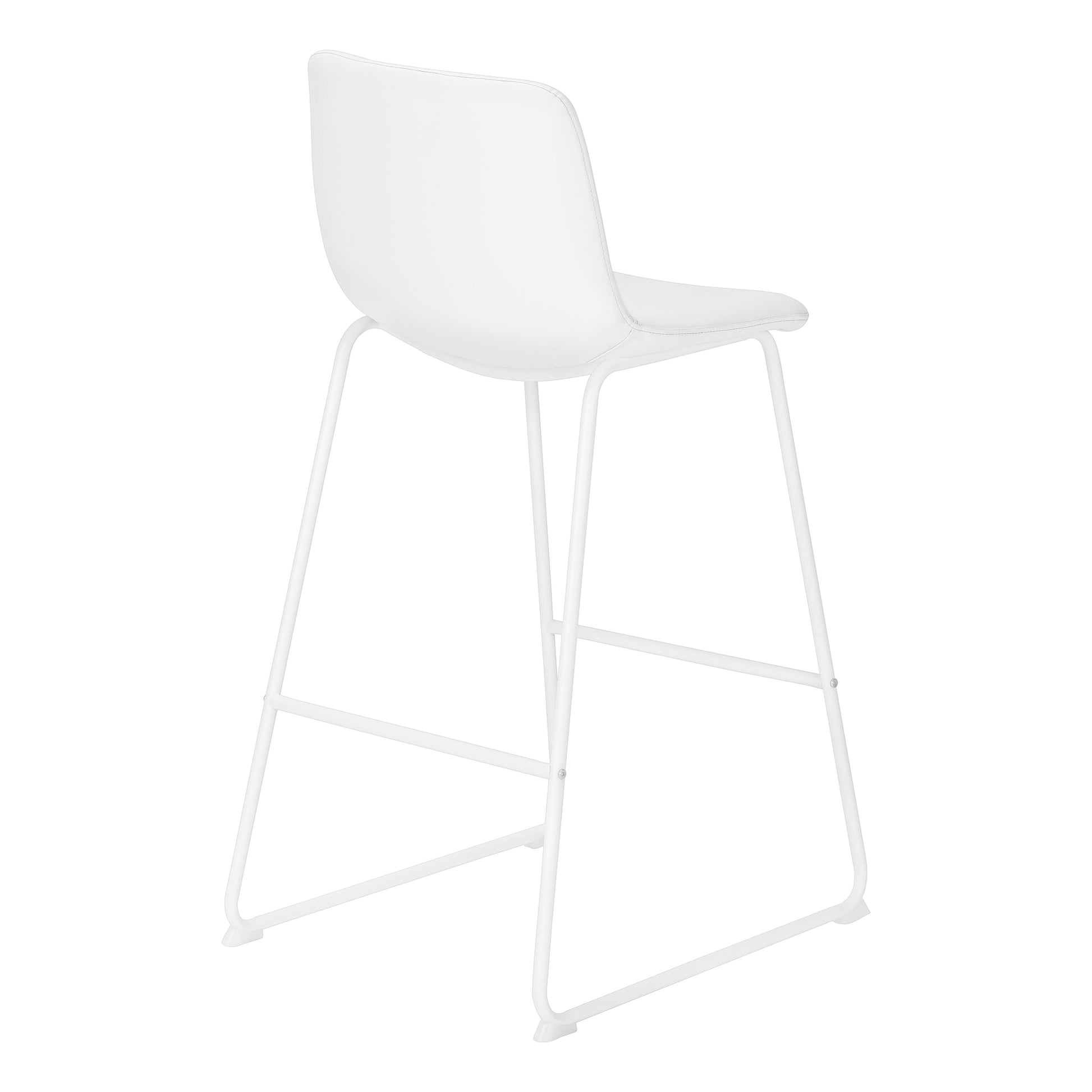 Barstool - 40"H / White Leather-Look / White Metal-Bar Stools-DECOROLALA