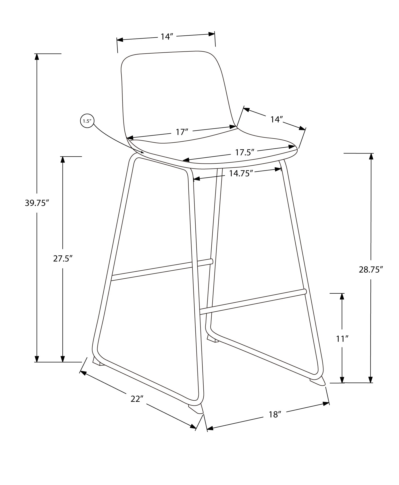 Barstool - 40"H / White Leather-Look / White Metal-Bar Stools-DECOROLALA