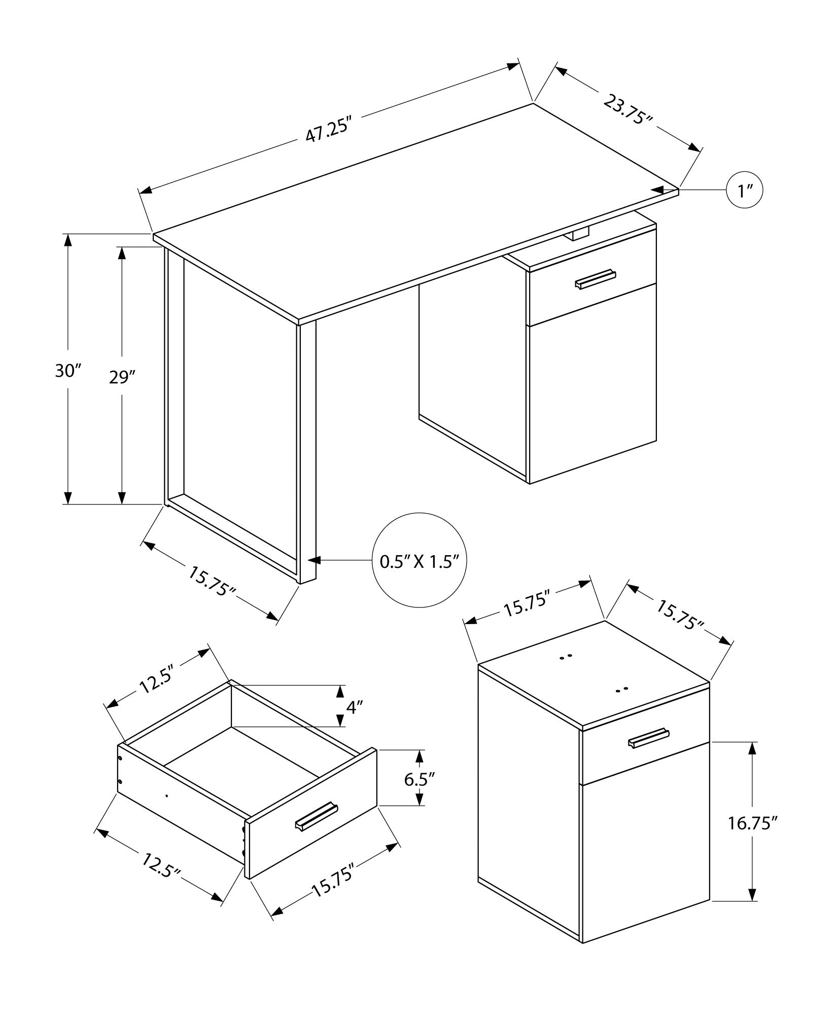 Computer Desk - 48"L / White Left Or Right Facing-Computer Desk-DECOROLALA