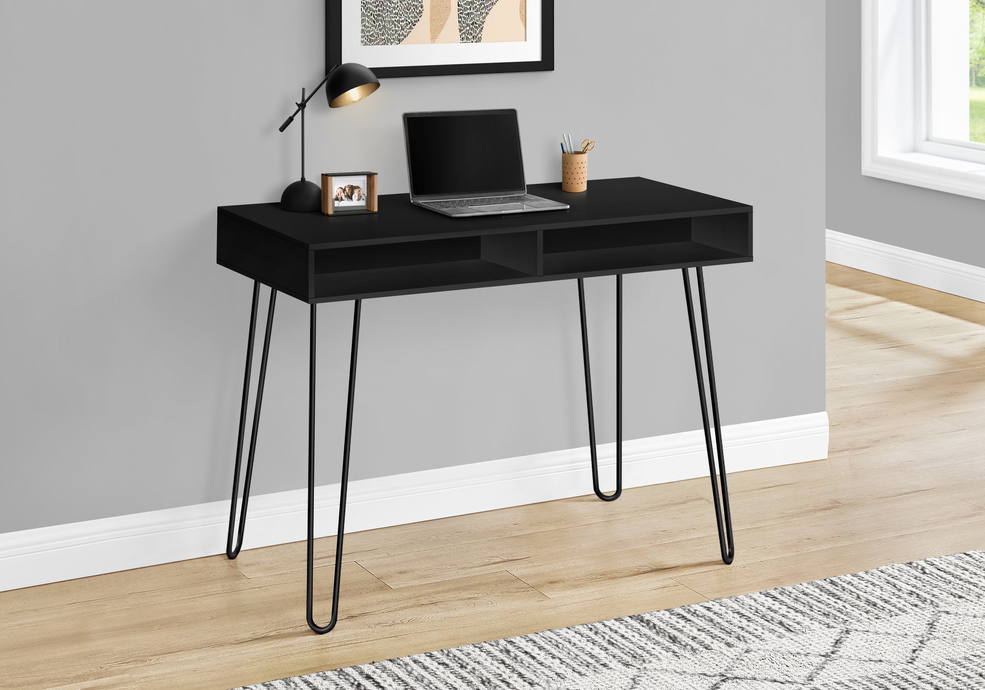Computer Desk - 40"L / White / White Metal-Computer Desk-DECOROLALA