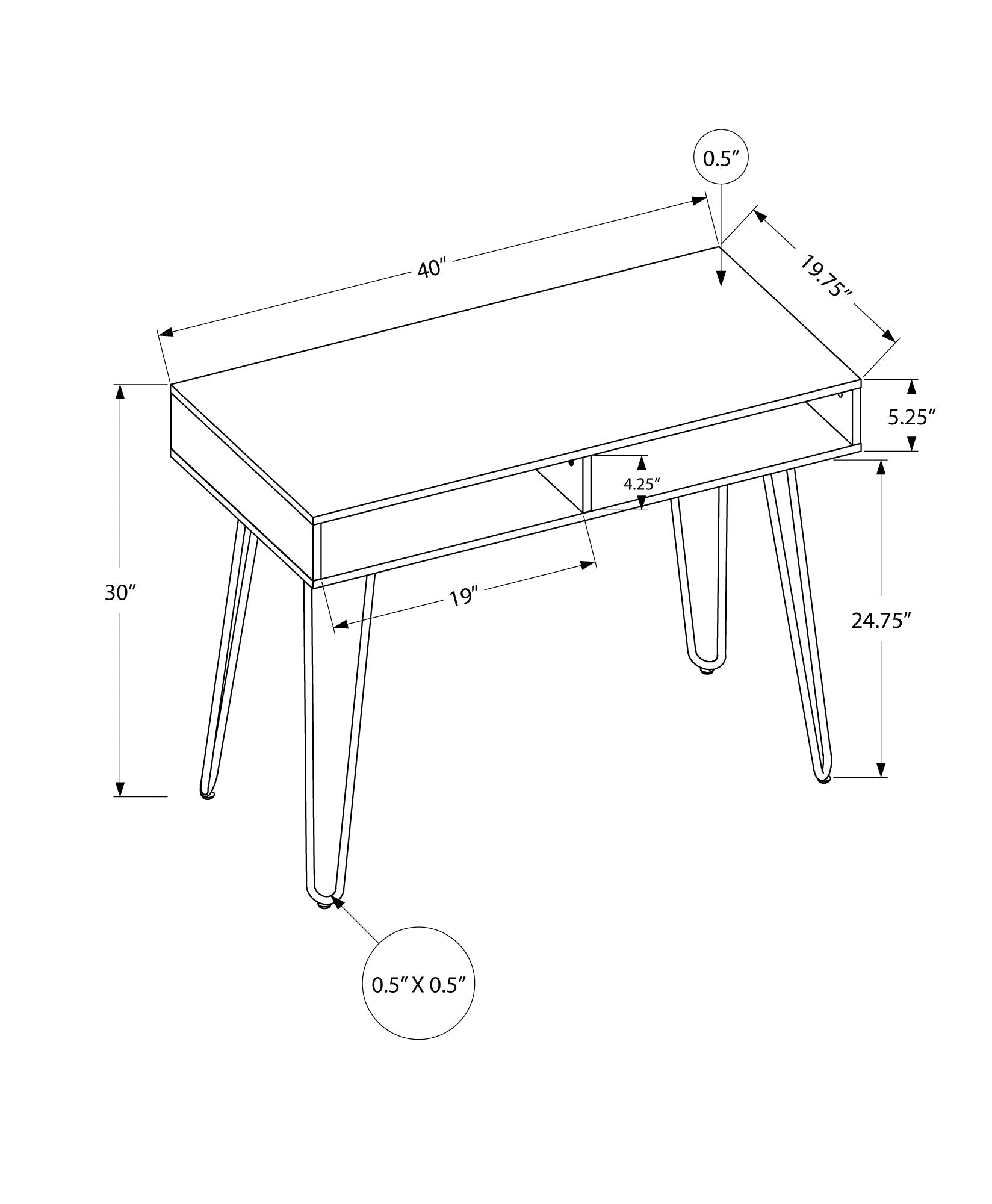 Computer Desk - 40"L / White / White Metal-Computer Desk-DECOROLALA