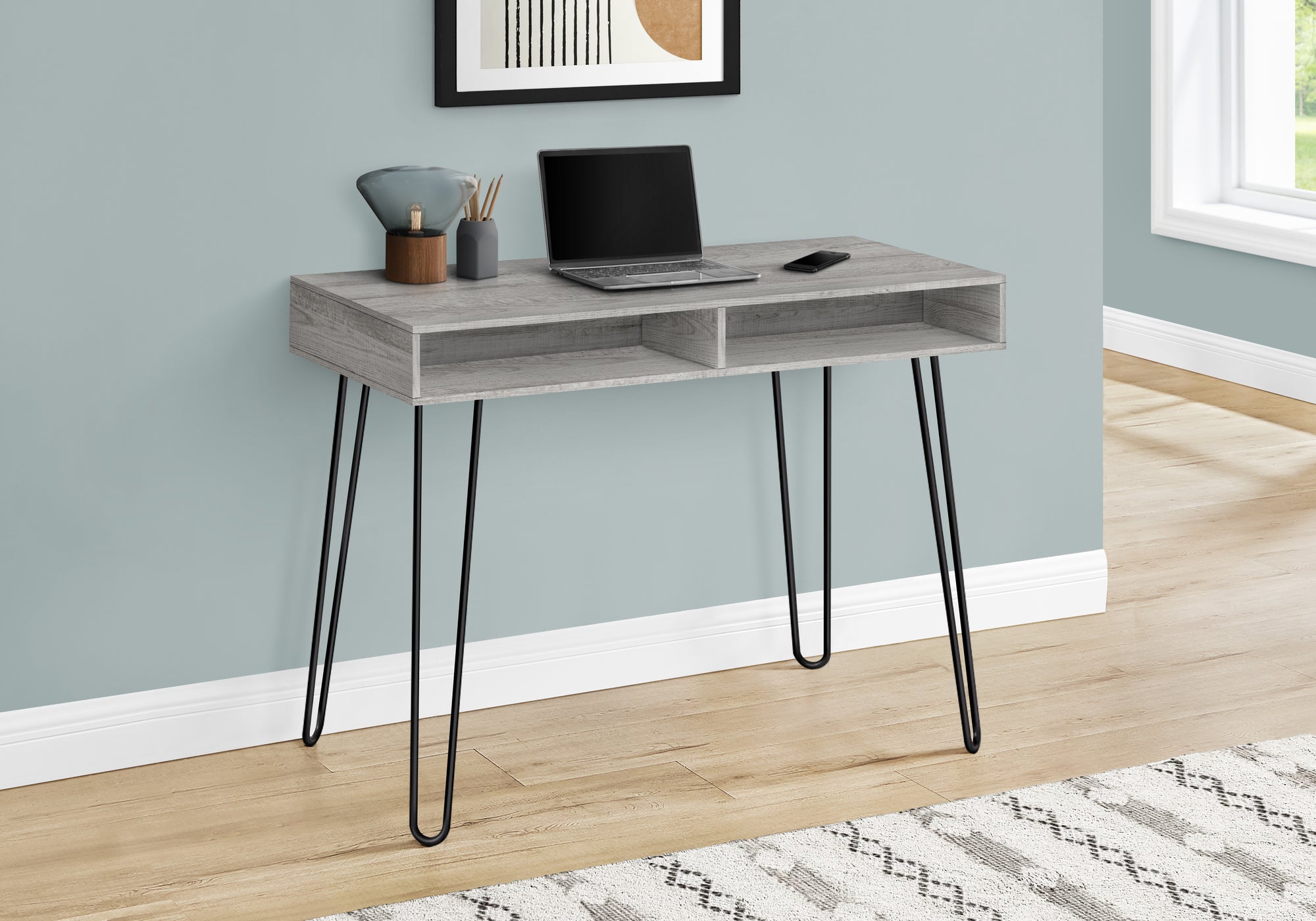 Computer Desk - 40"L / White / White Metal-Computer Desk-DECOROLALA