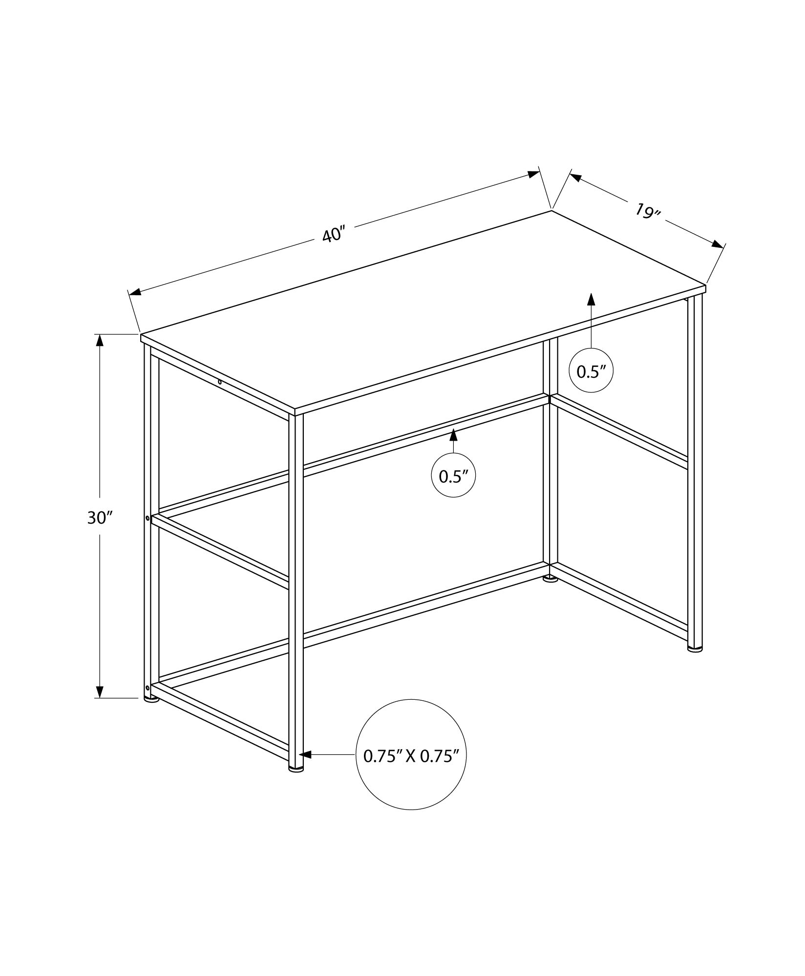 Computer Desk - 40"L / White / White Metal-Computer Desk-DECOROLALA