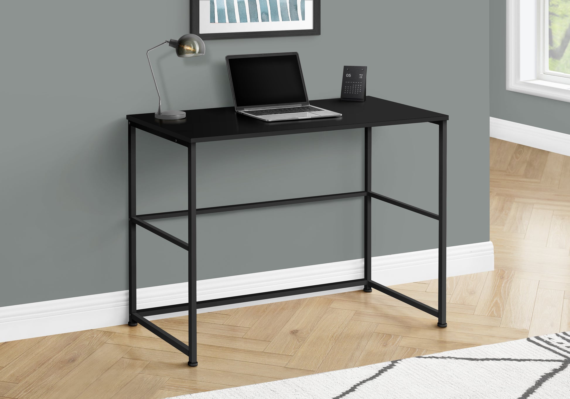 Computer Desk - 40"L / White / White Metal-Computer Desk-DECOROLALA