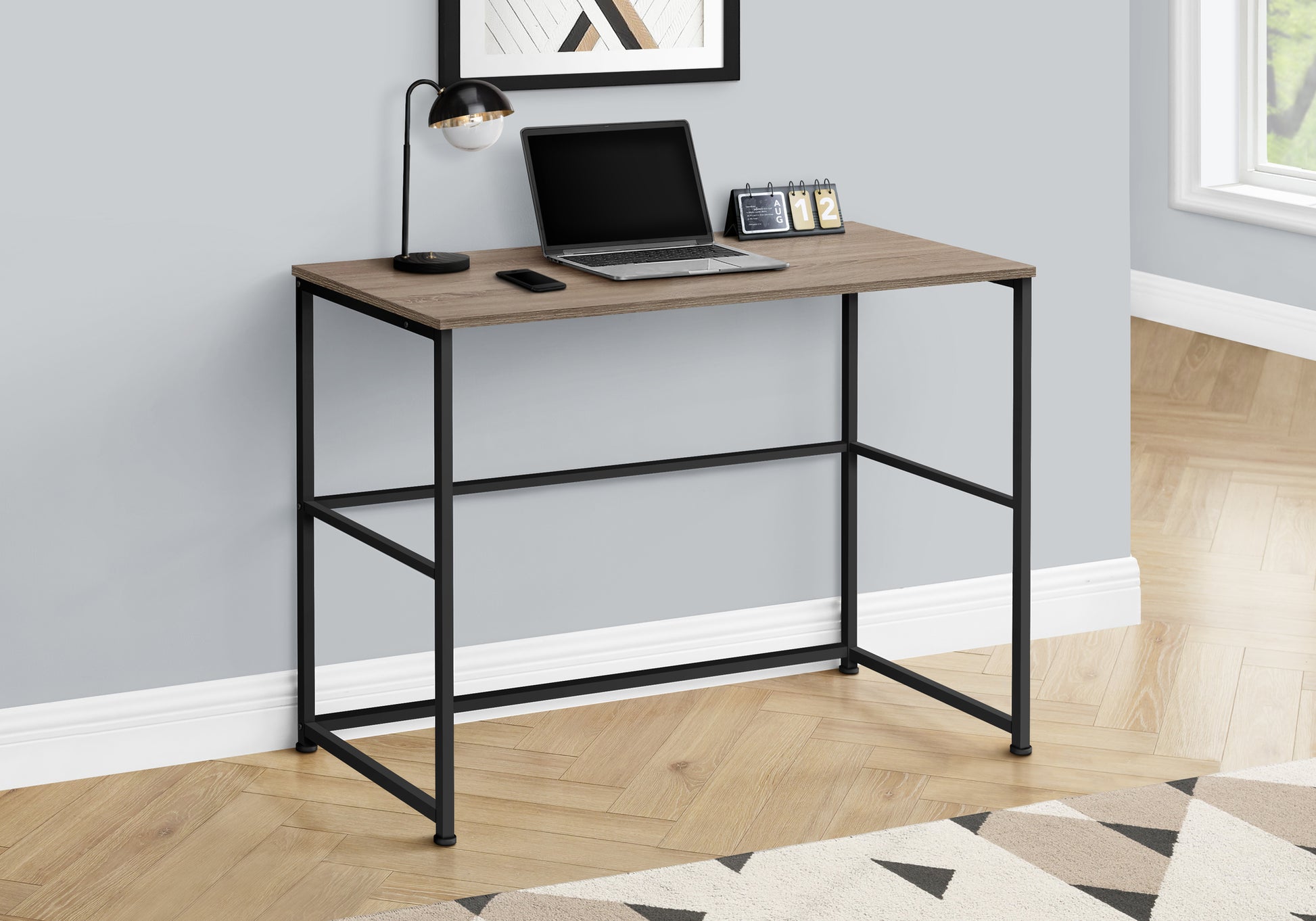 Computer Desk - 40"L / White / White Metal-Computer Desk-DECOROLALA