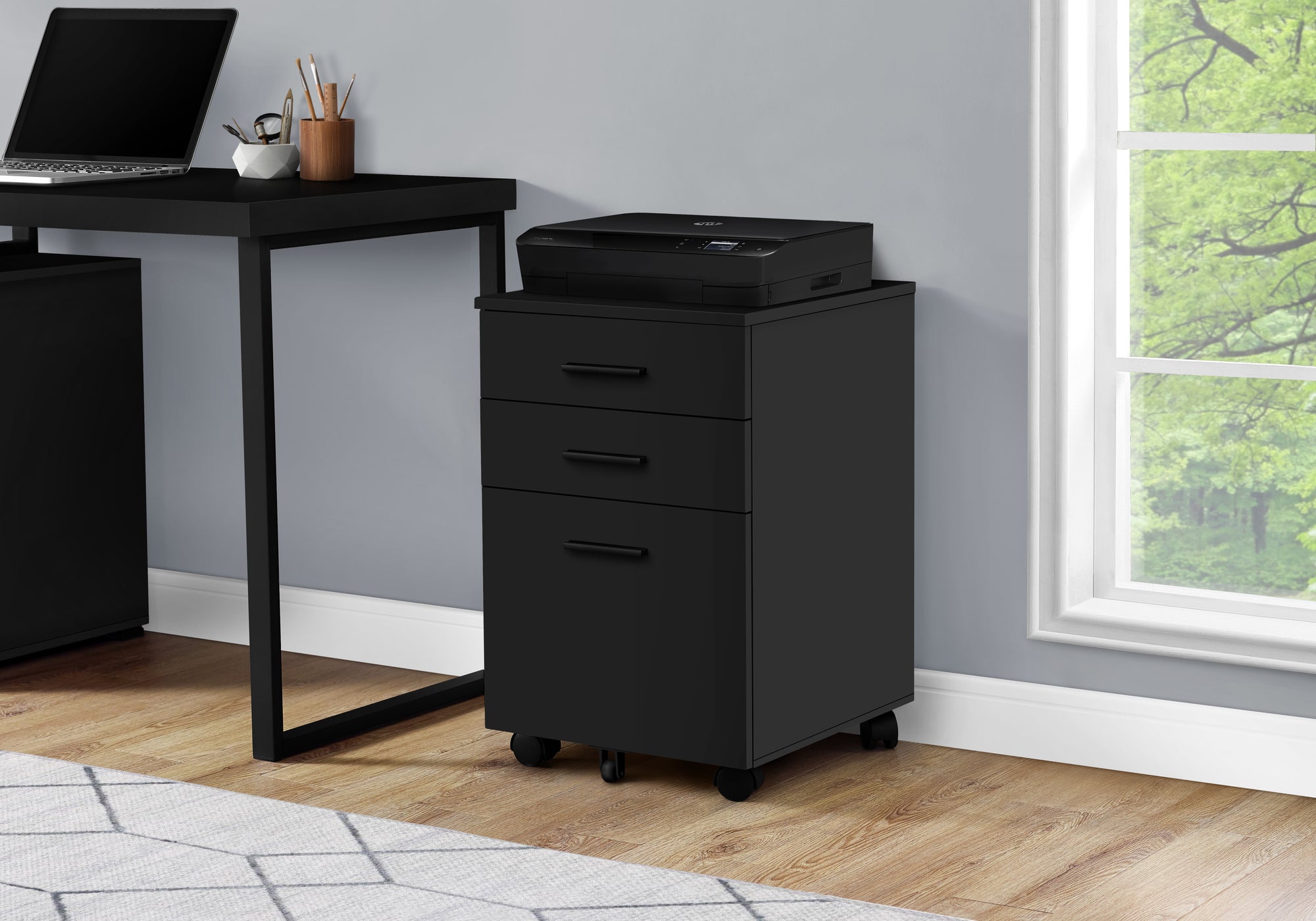 Filing Cabinet - 3 Drawer / White On Castors-Filing Cabinet-DECOROLALA