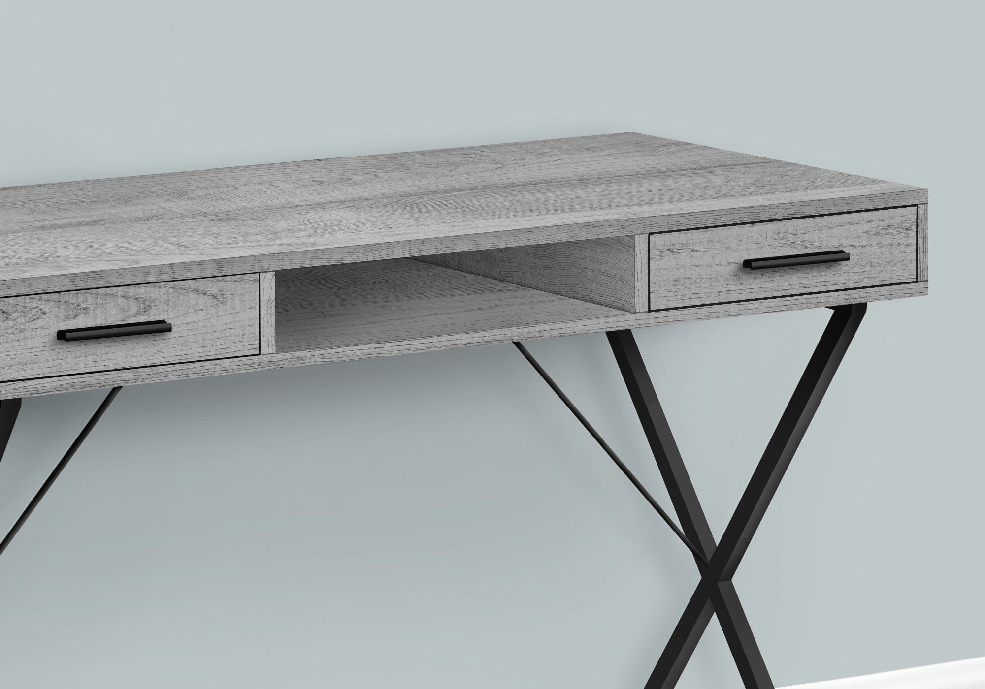 Computer Desk - 42"L / White / Black Metal-Computer Desk-DECOROLALA