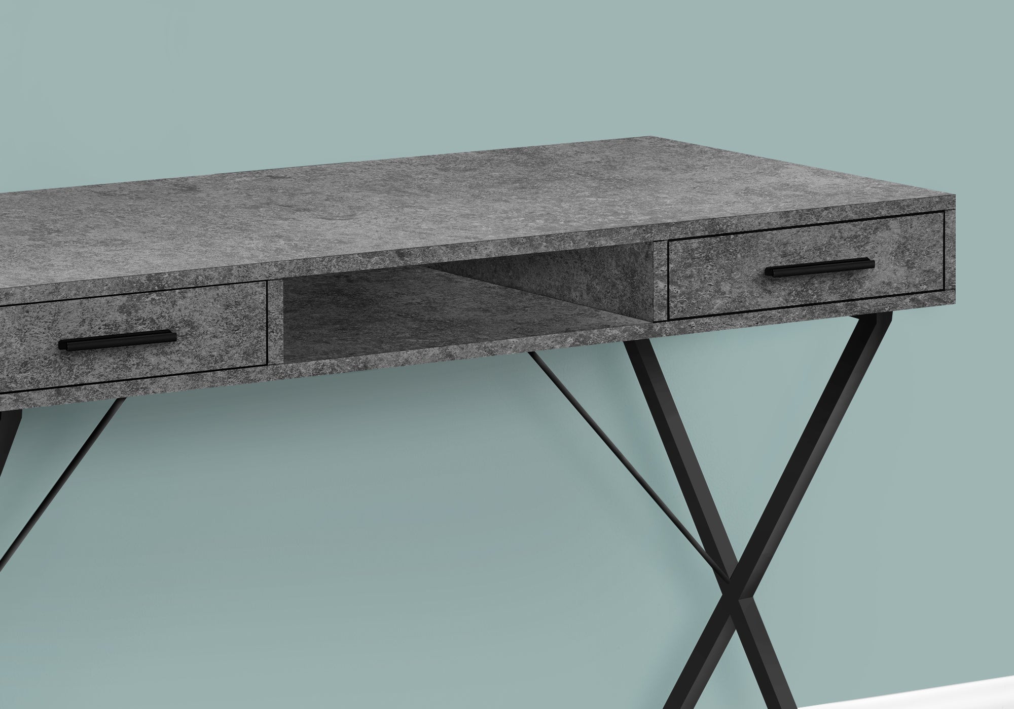 Computer Desk - 42"L / White / Black Metal-Computer Desk-DECOROLALA