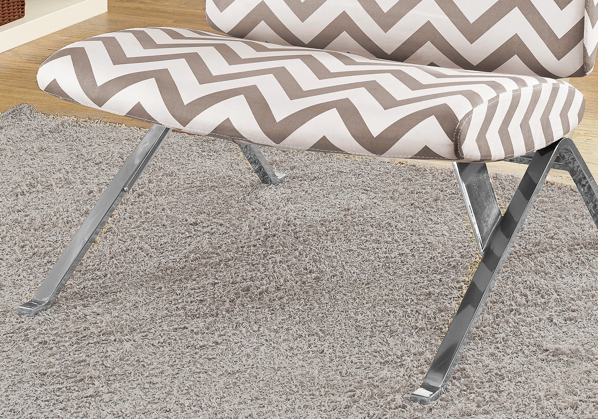 Accent Chair - Teal " Chevron " Fabric / Chrome Metal-Accent Table-DECOROLALA